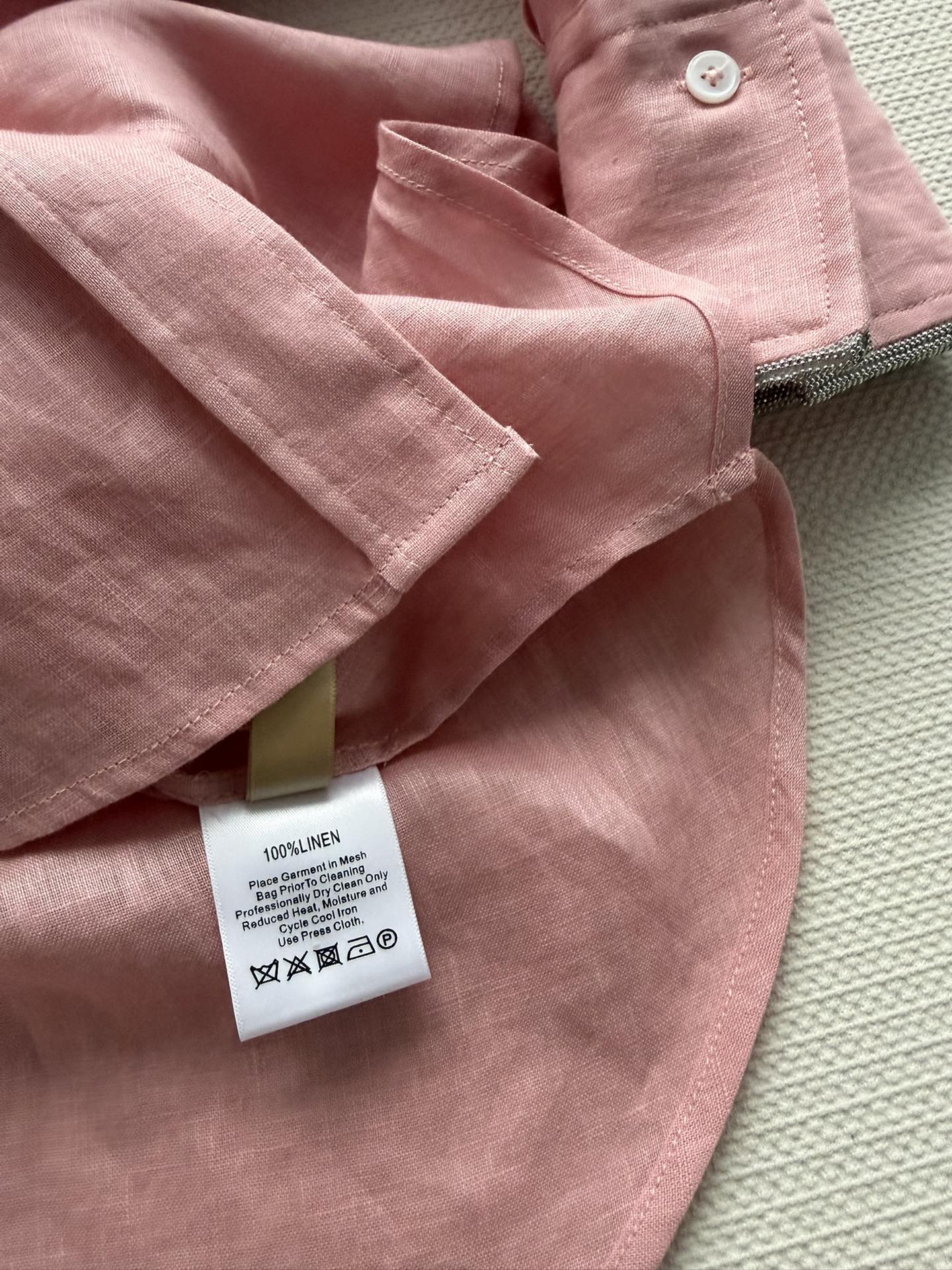 Brunello Long-Sleeved Shirt Pink Linen 352915