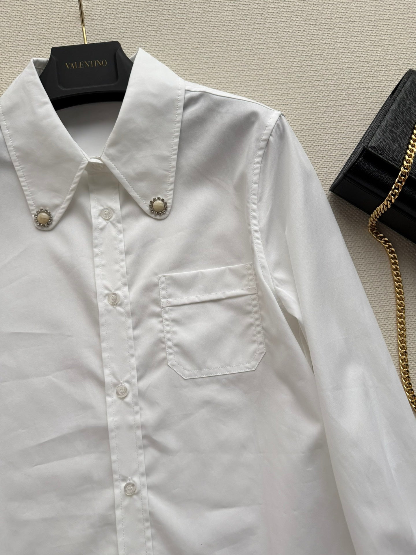 Valentino Long-Sleeve Shirt White Cotton 352911