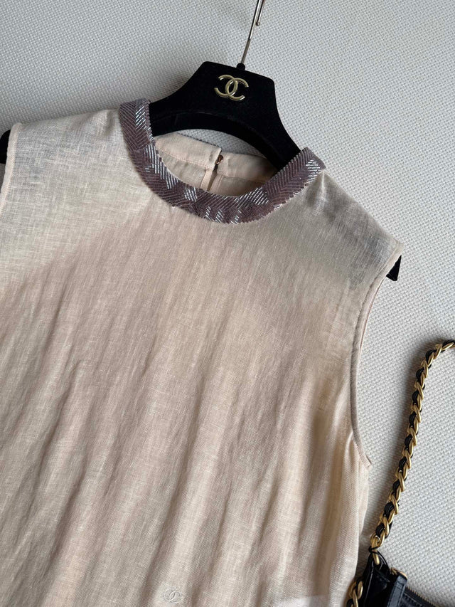 Chanel 26s Sleeveless Linen Top Style 1211