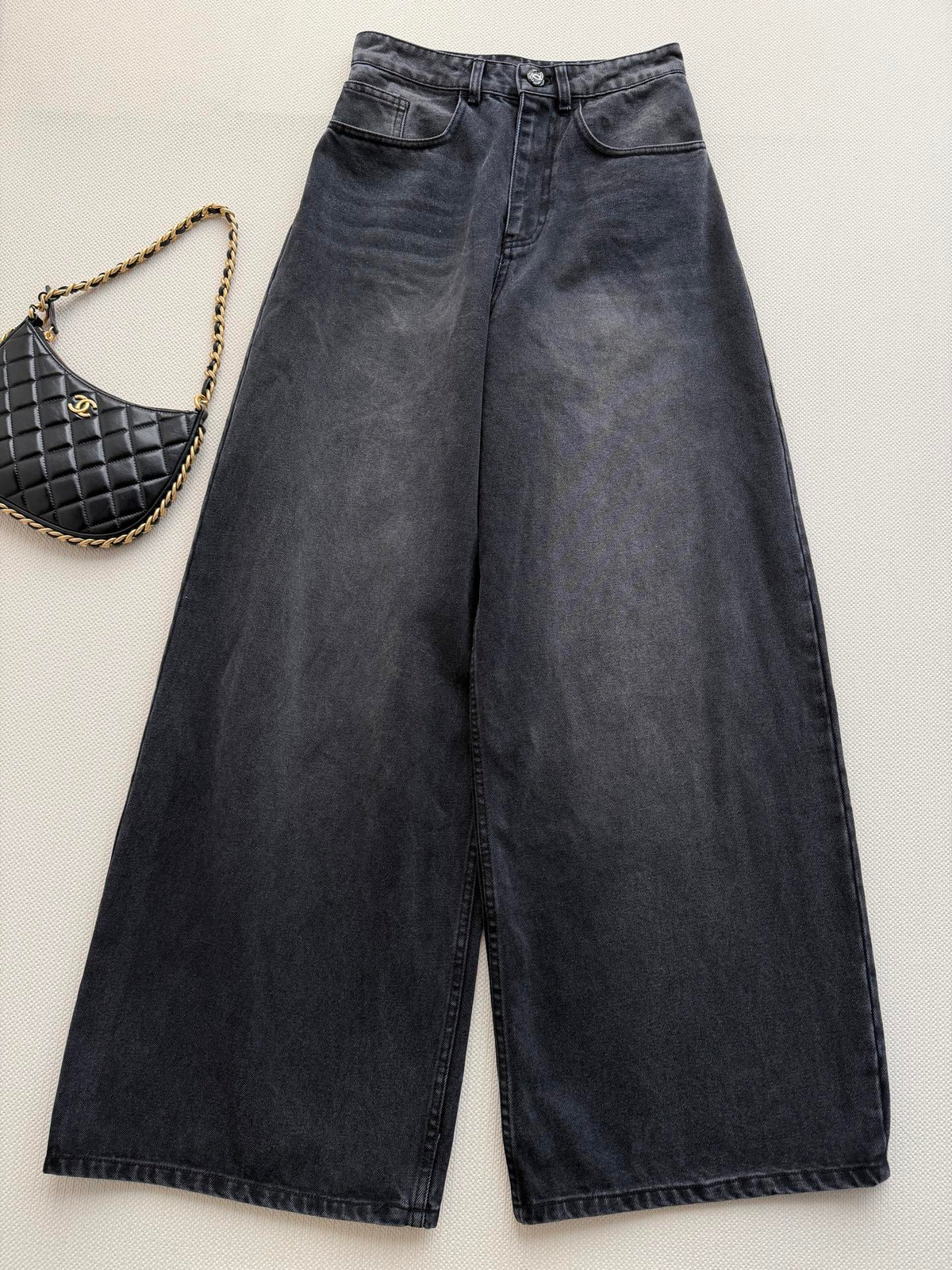 Chanel 26s High-Waist Wide-Leg Pants 1432