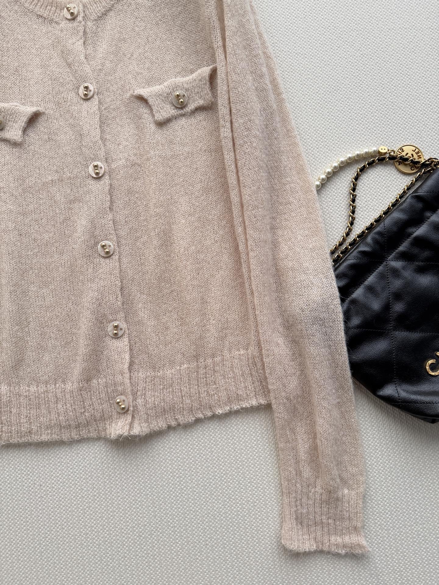CC 26s Knit Cardigan Nude Pink Wool 417876