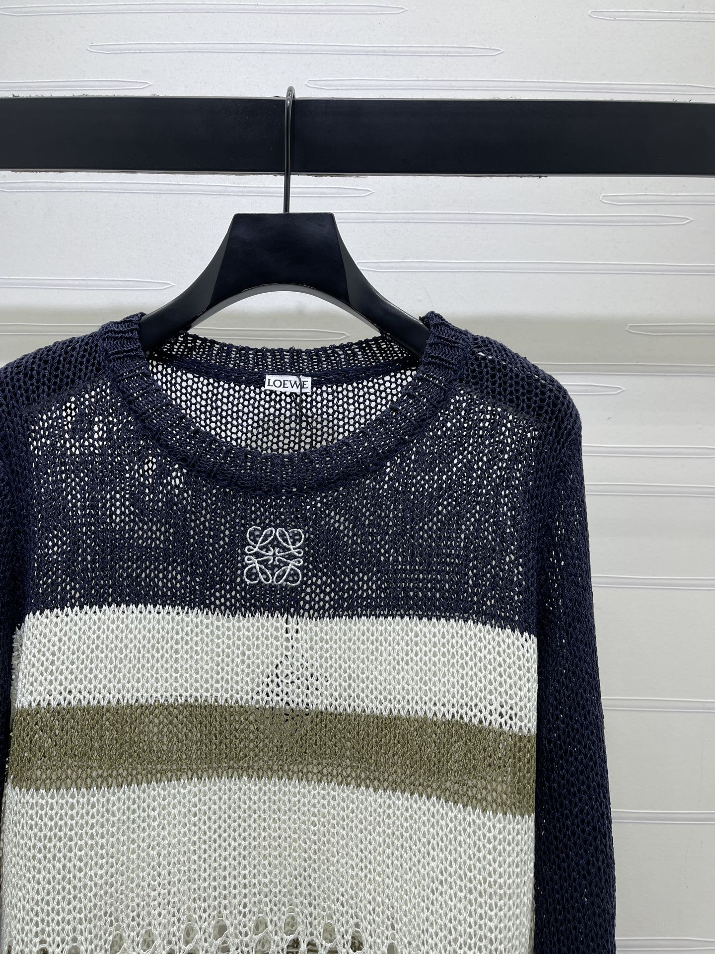 Loewe 26s Striped Knit Long Sleeve Black White 406529