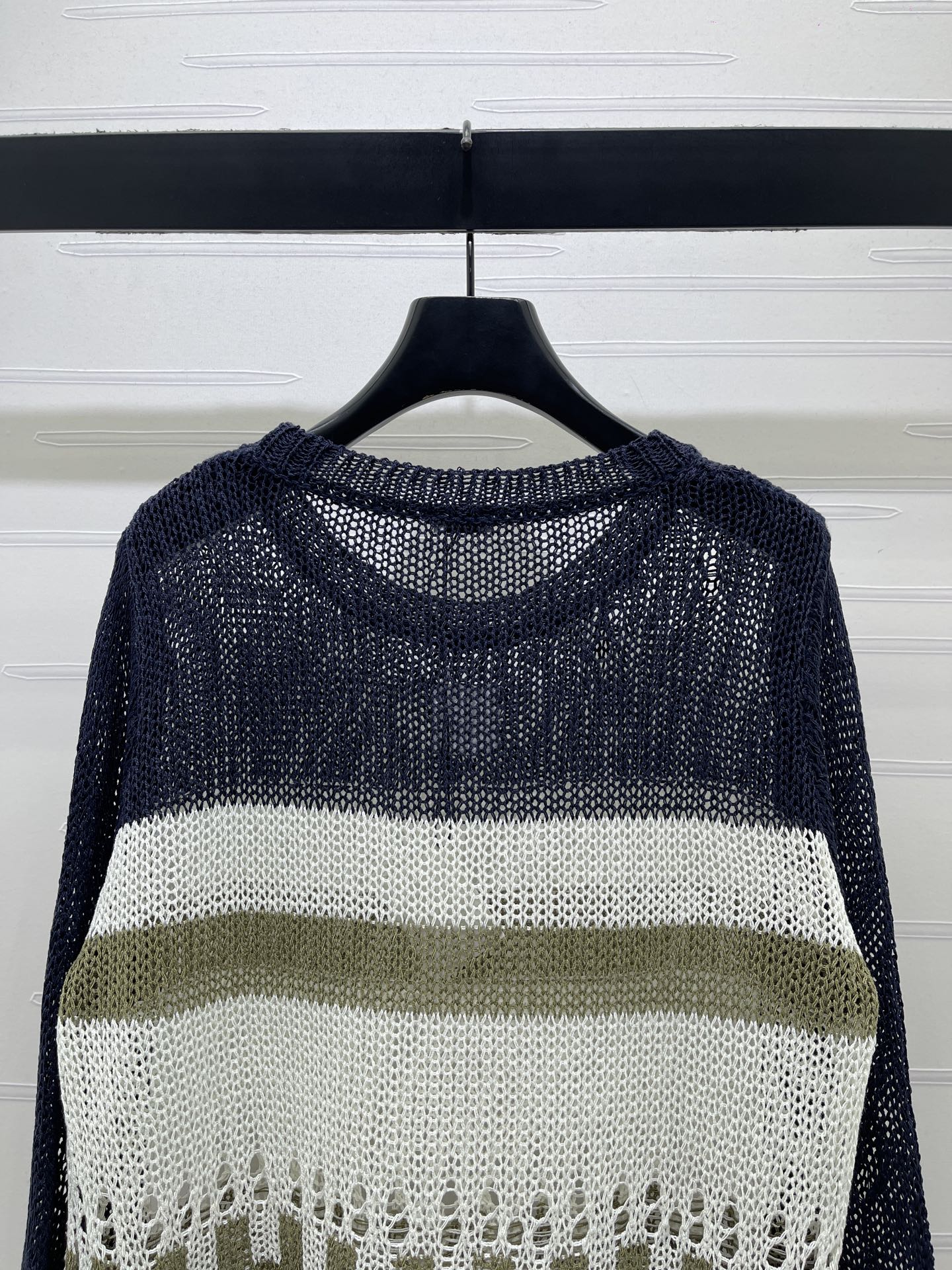 Loewe 26s Striped Knit Long Sleeve Black White 406529