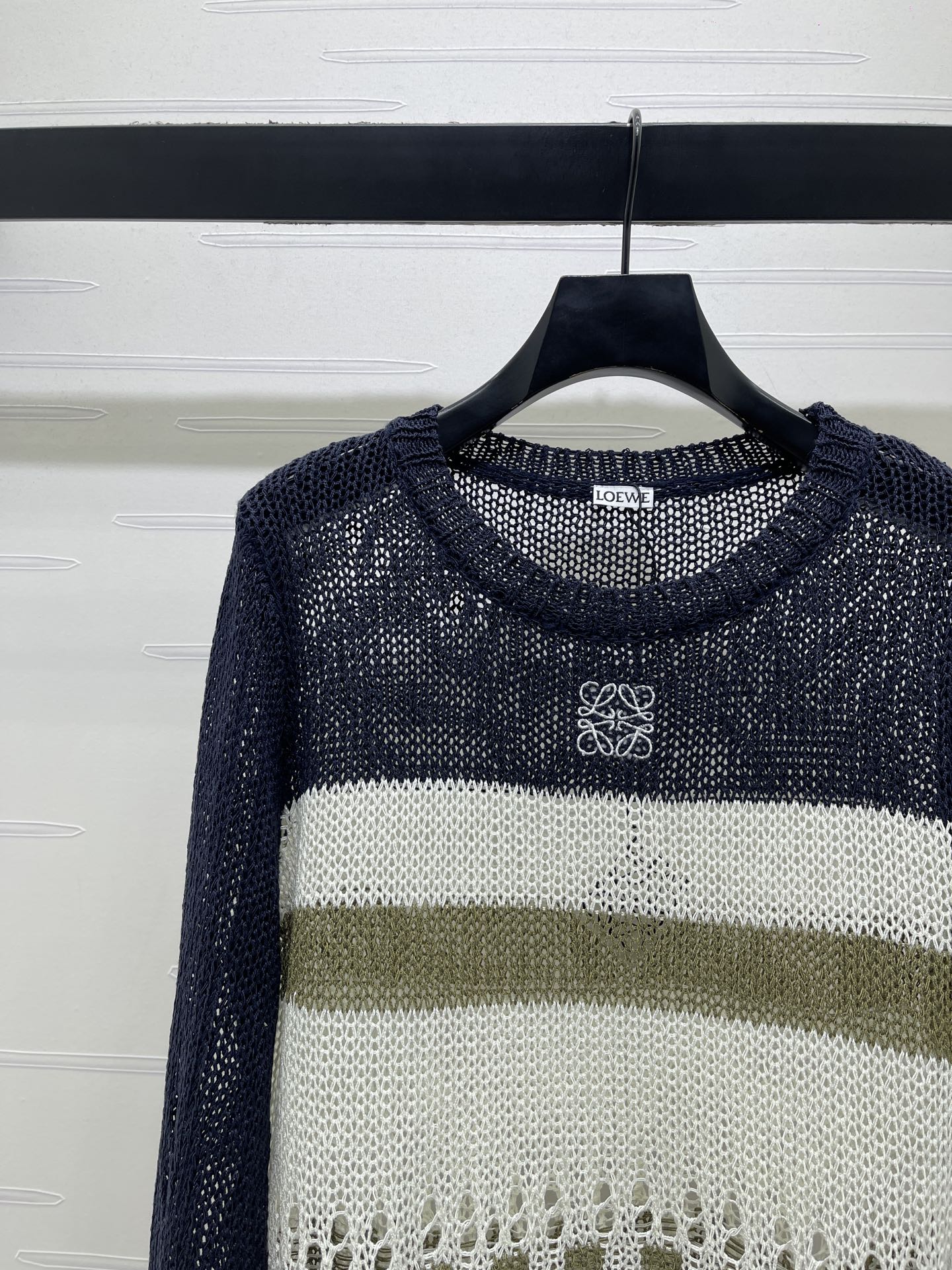 Loewe 26s Striped Knit Long Sleeve Black White 406529