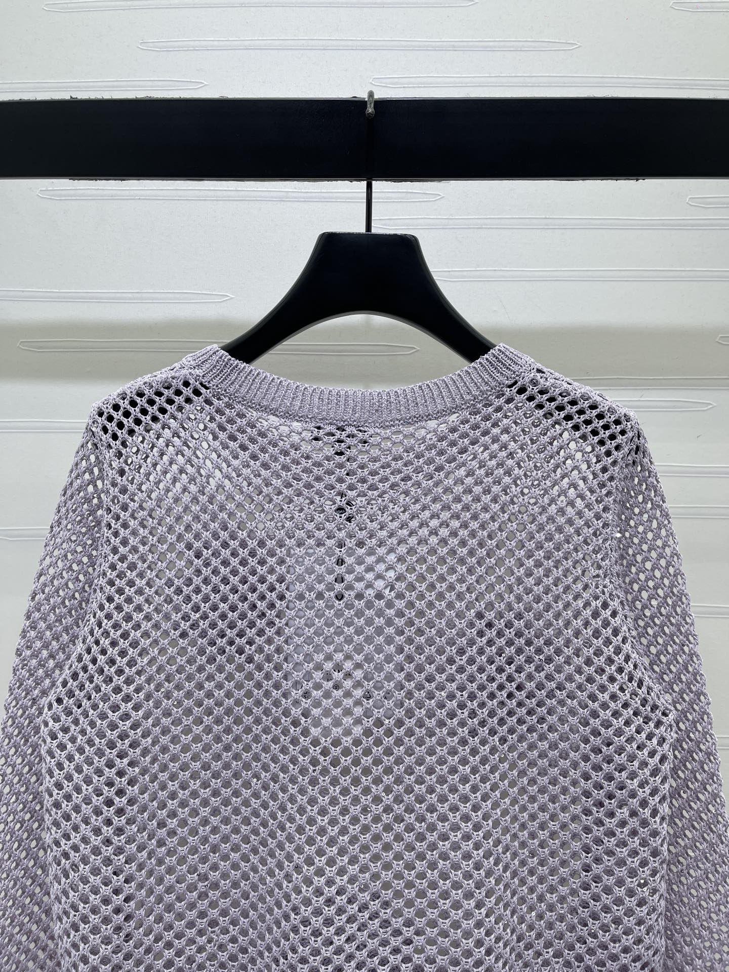 CC 26s Hollow-Out Crochet Knit Long-Sleeved Top Purple Wool 406546