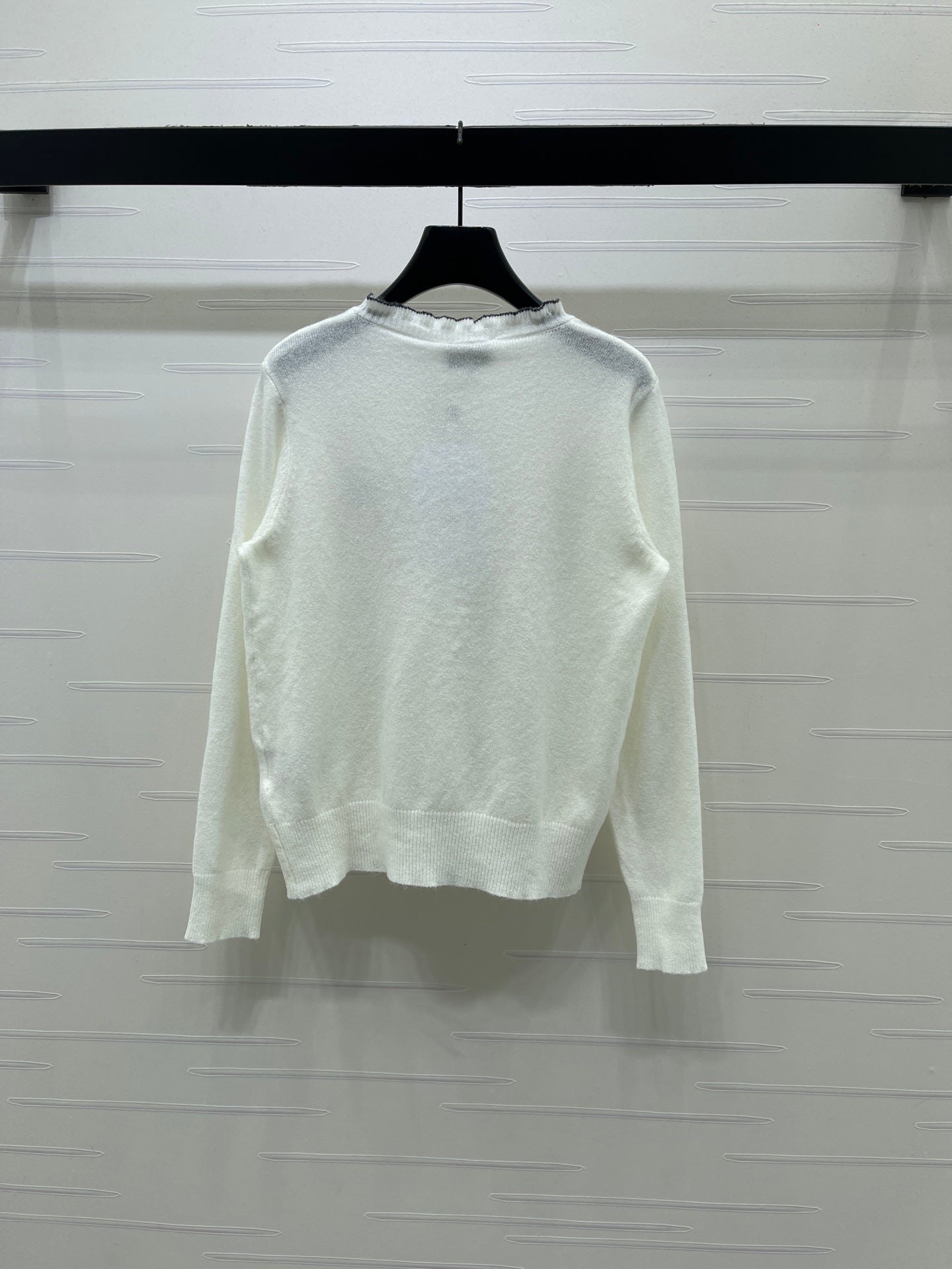 CC 26s Ruffled Round Neck Long-Sleeve Cardigan White 406557
