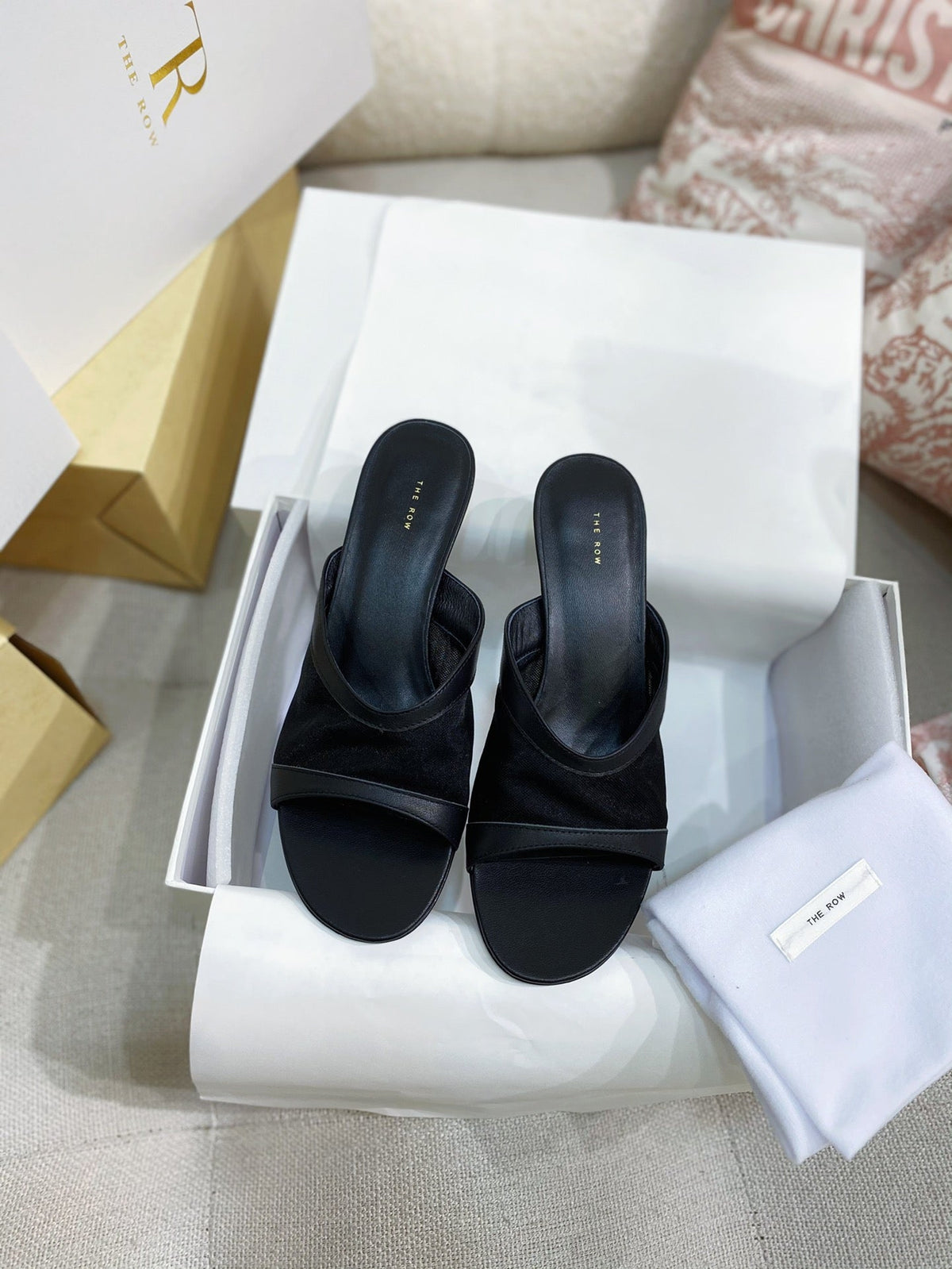 The Row 26s Mules Black Mesh Leather 156119