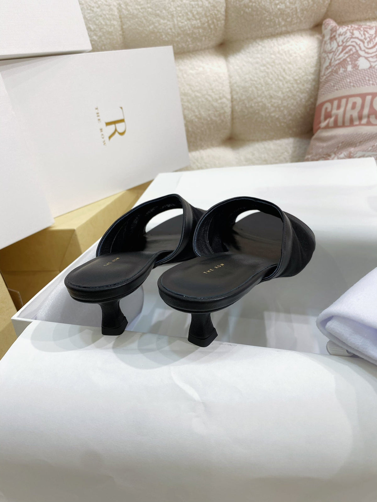 The Row 26s Mules Black Mesh Leather 156119