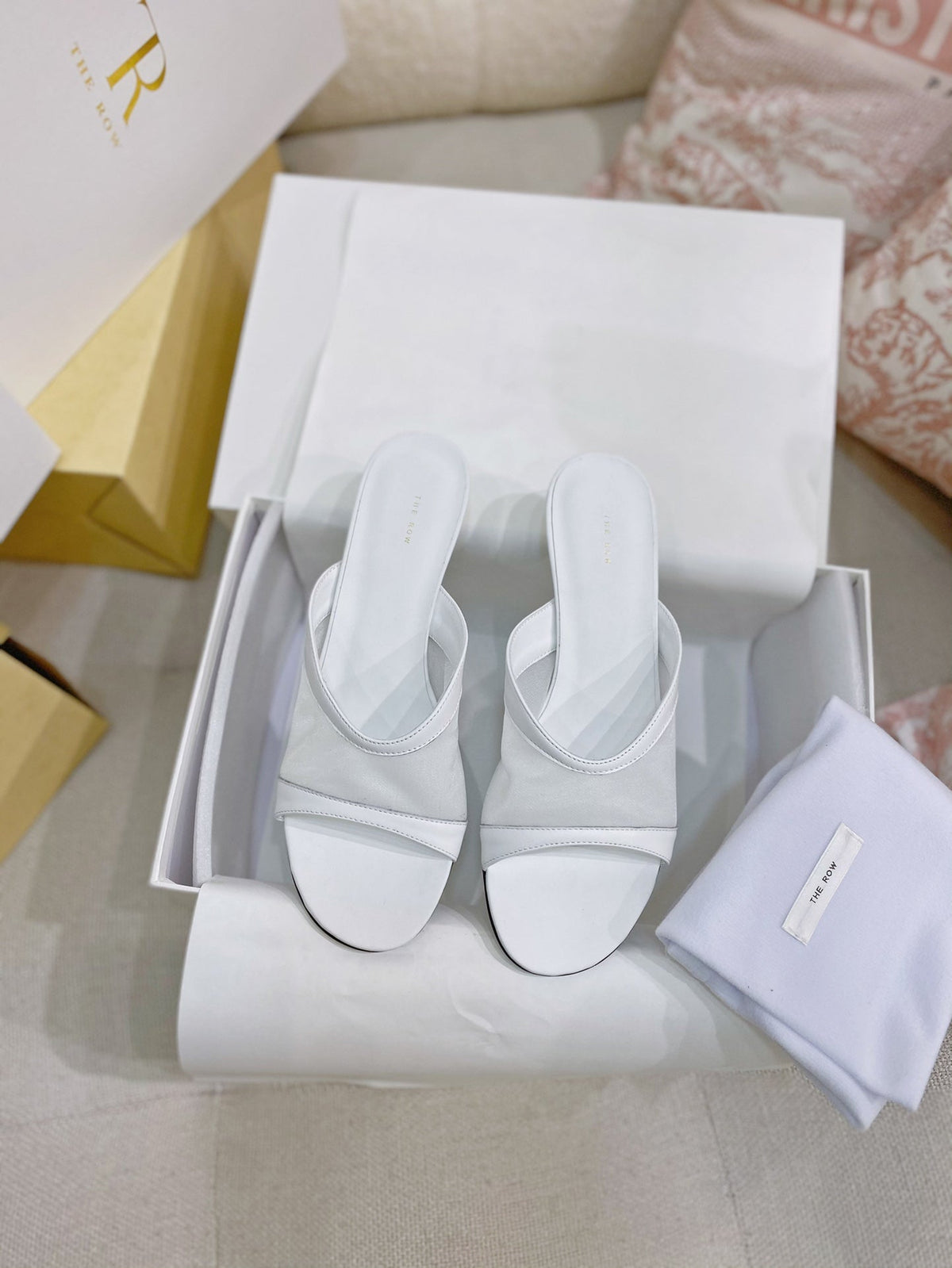 The Row 26s Mules White Mesh Leather 156120