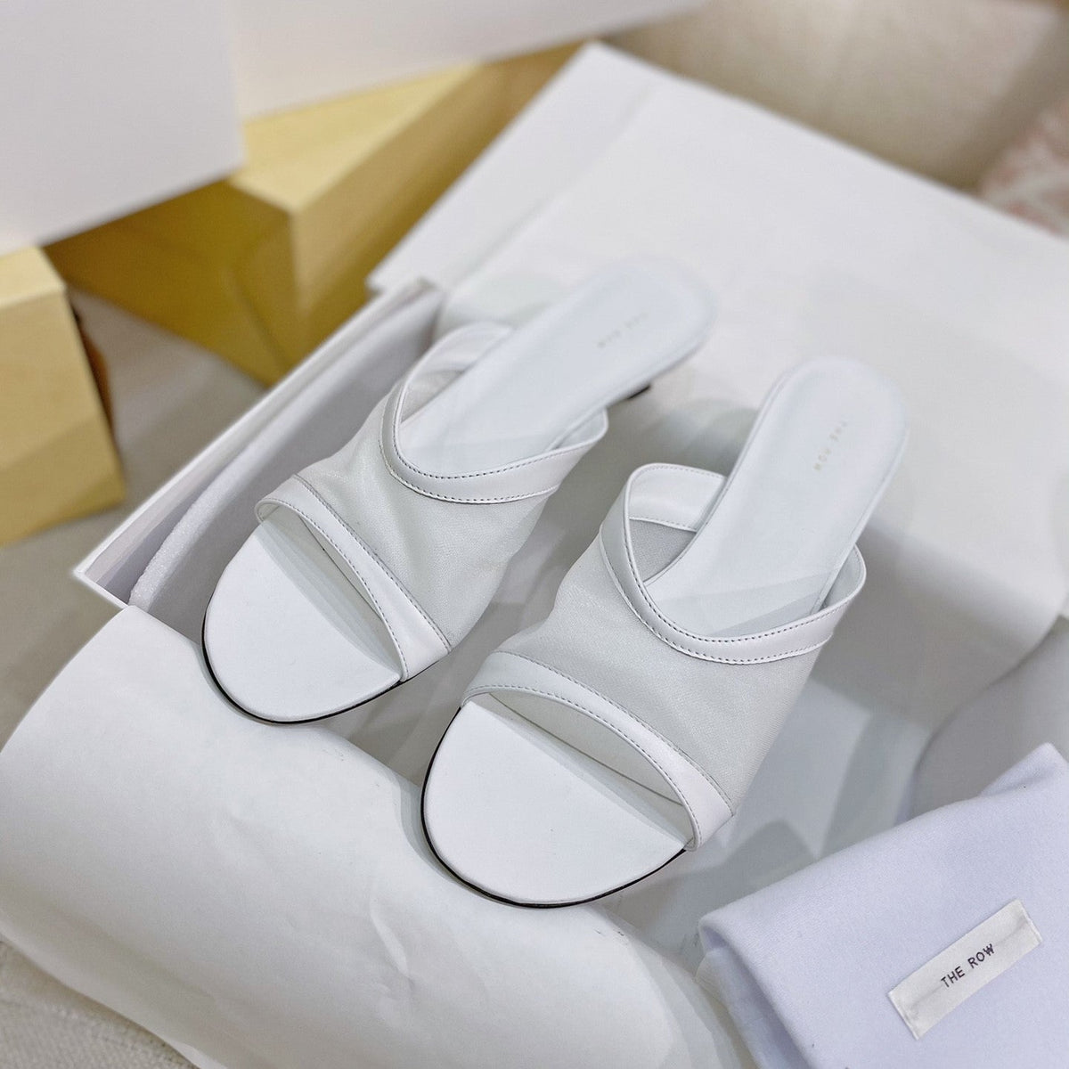 The Row 26s Mules White Mesh Leather 156120