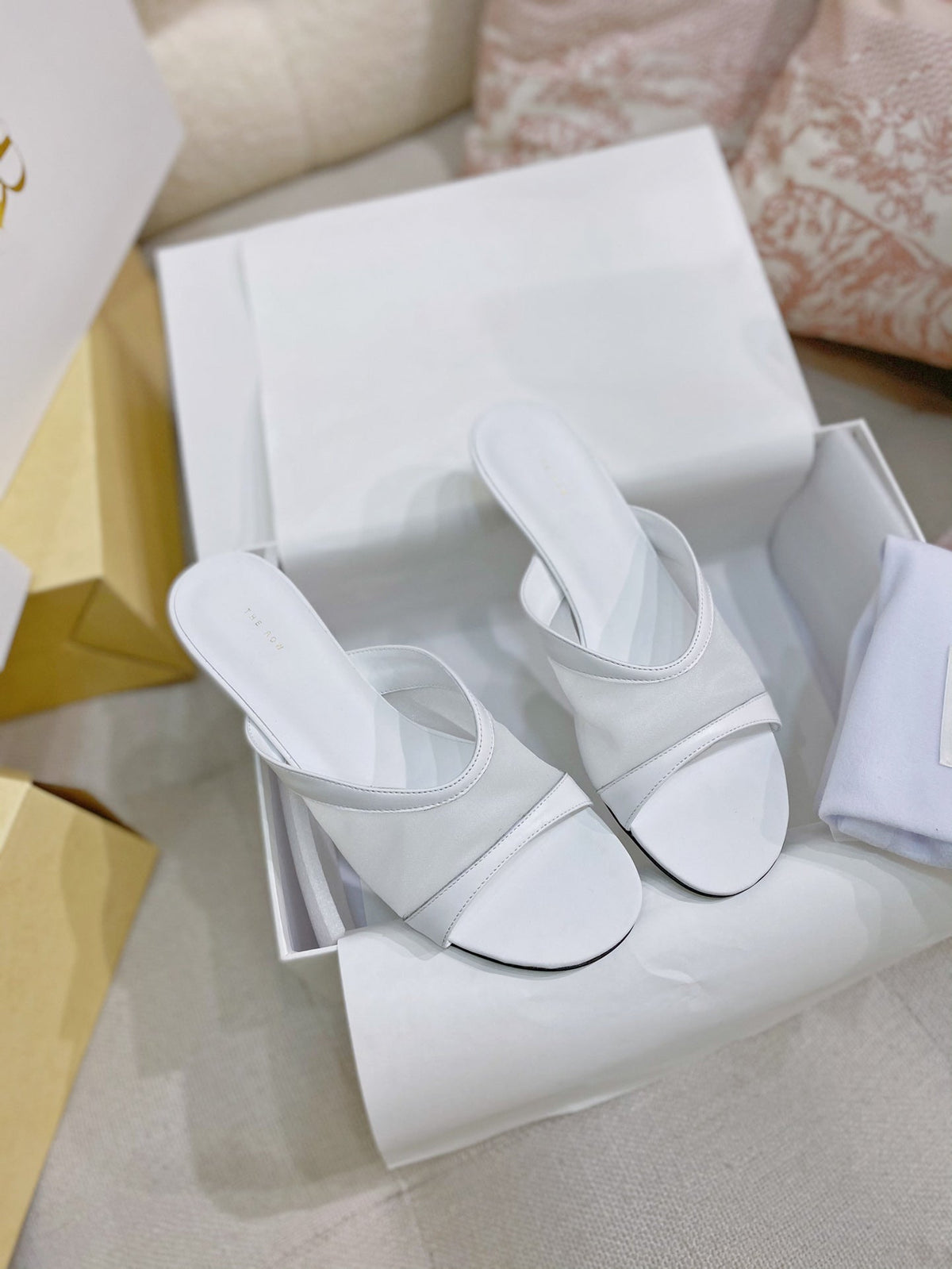 The Row 26s Mules White Mesh Leather 156120