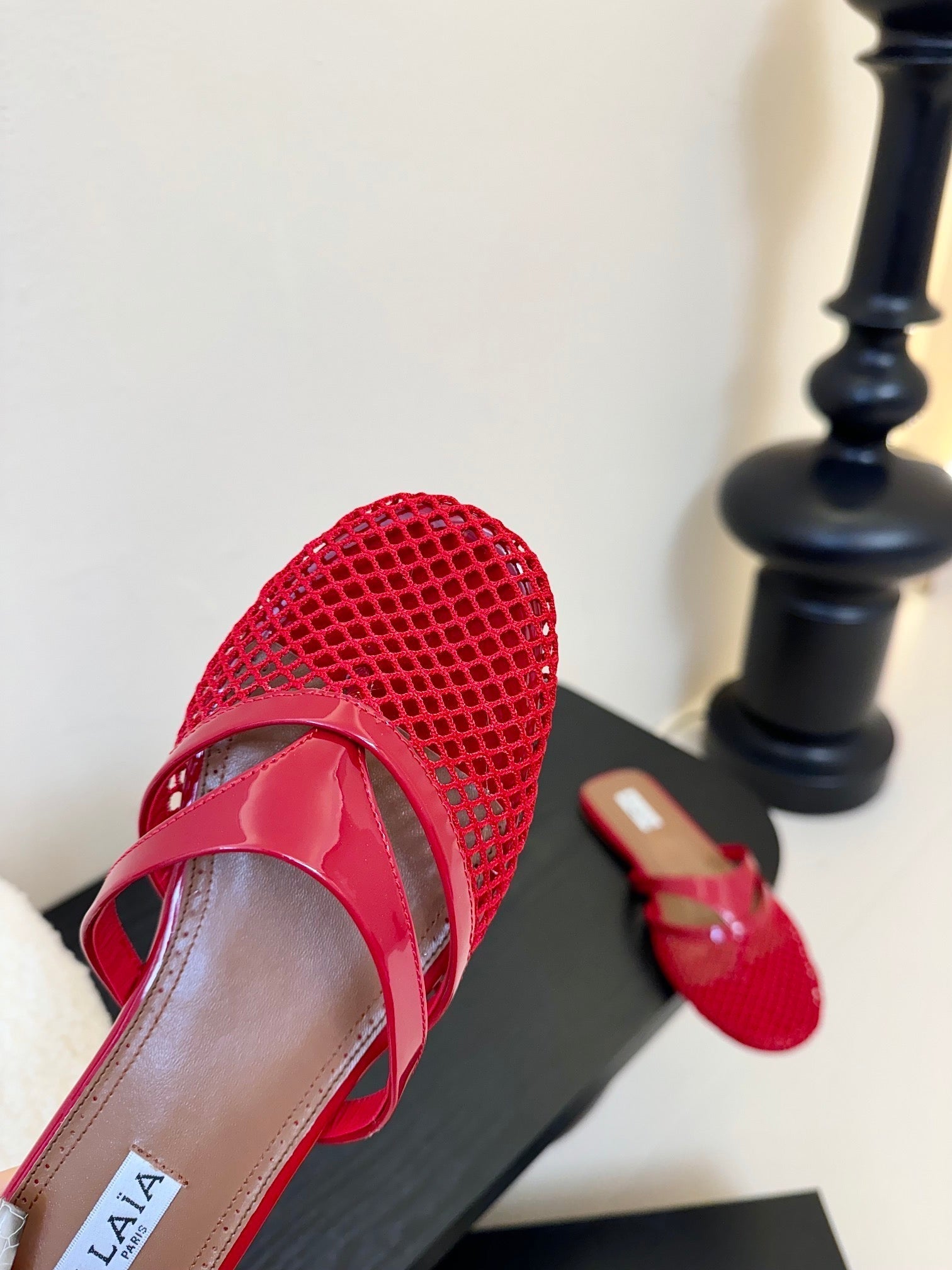 Alaia Fishnet Mule Red Leather 235515