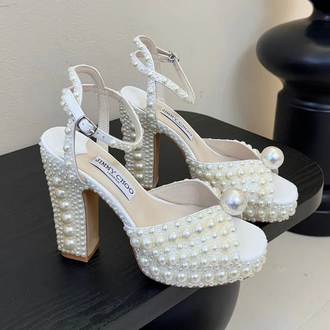 Jimmy Choo 2026 Sacaria 120mm Platform Sandal Pearl Shine White Cowhide