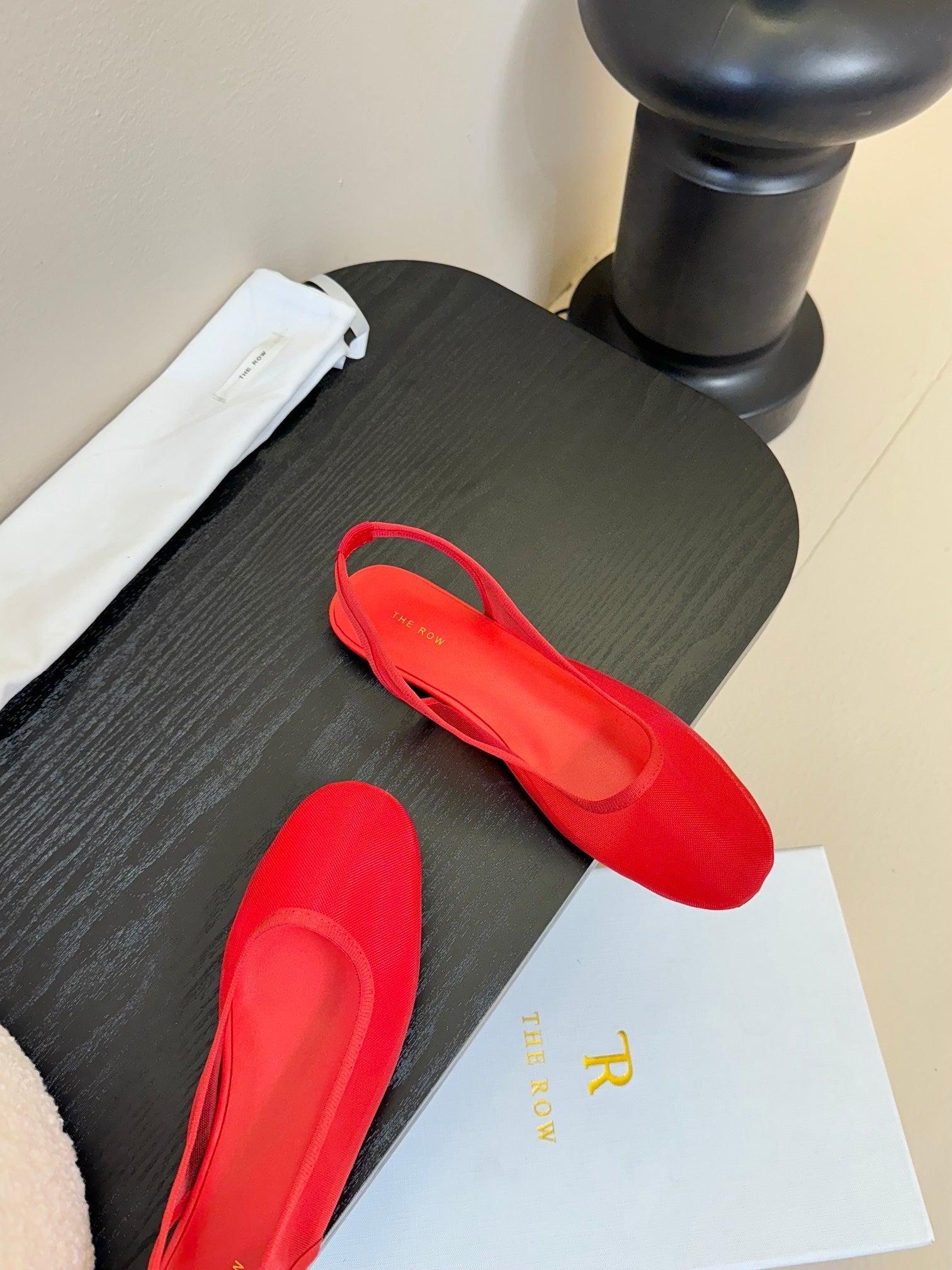 The Row Slingback Flat Red Mesh And Sheepskin 334164