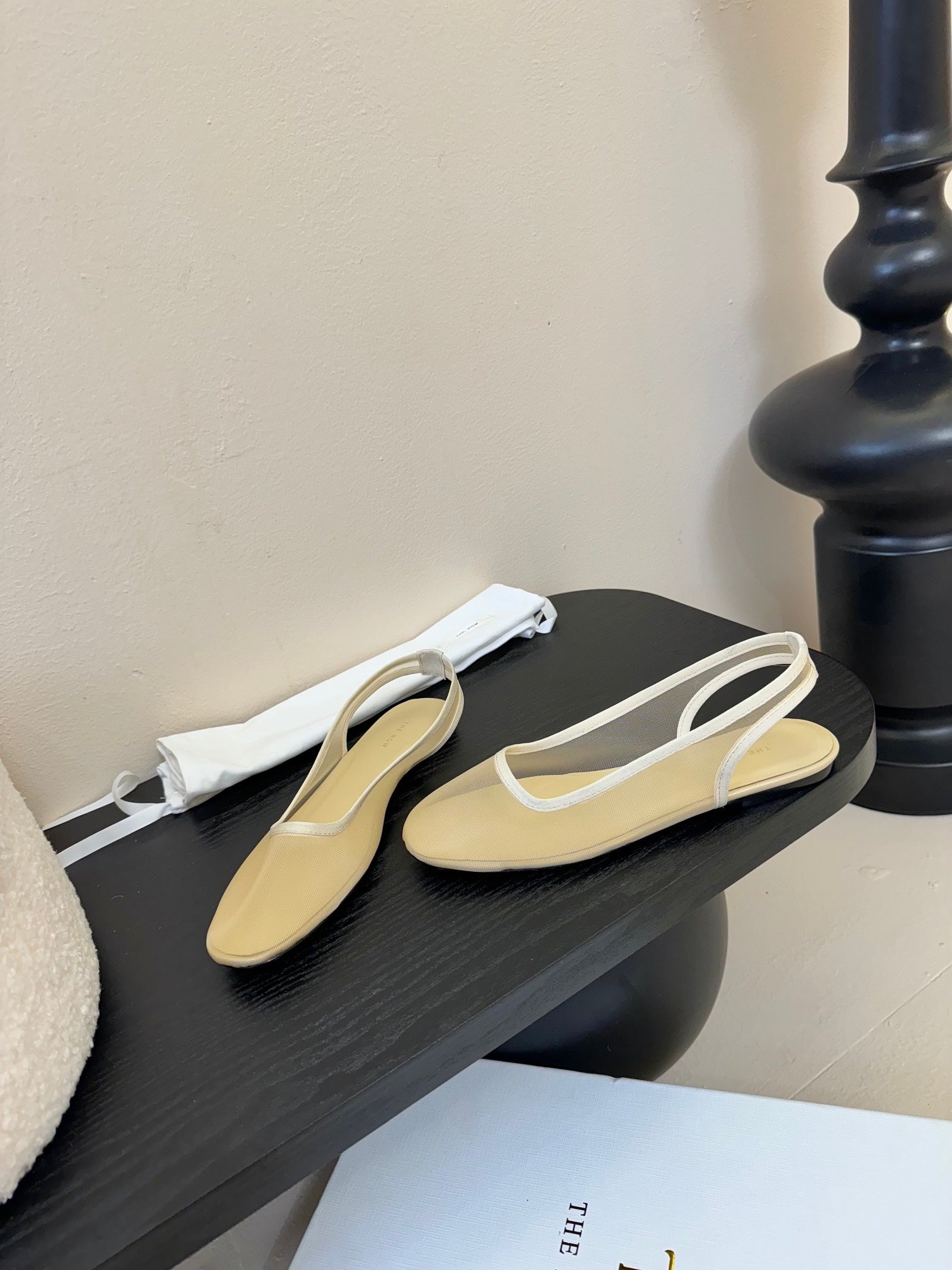 The Row Slingback Flat Beige Mesh And Sheepskin 334166