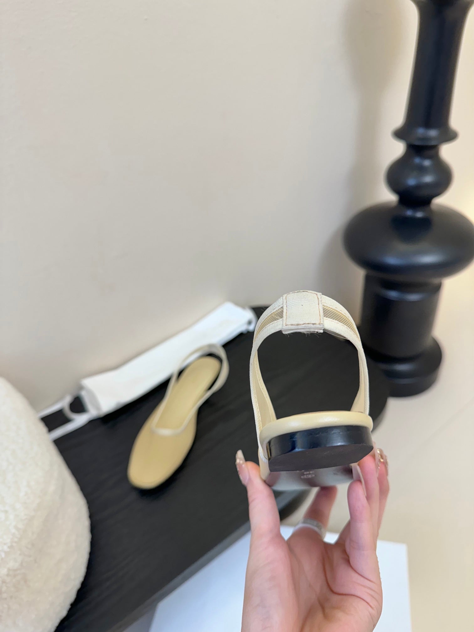 The Row Slingback Flat Beige Mesh And Sheepskin 334166