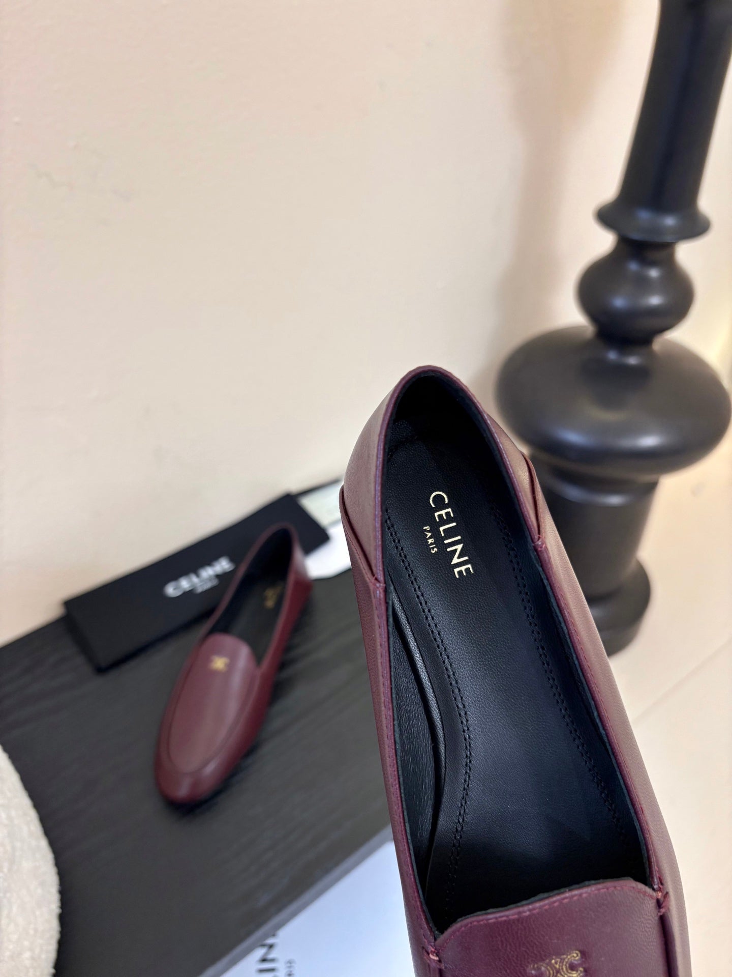 Celine Aura Loafer Burgundy Goatskin 606416