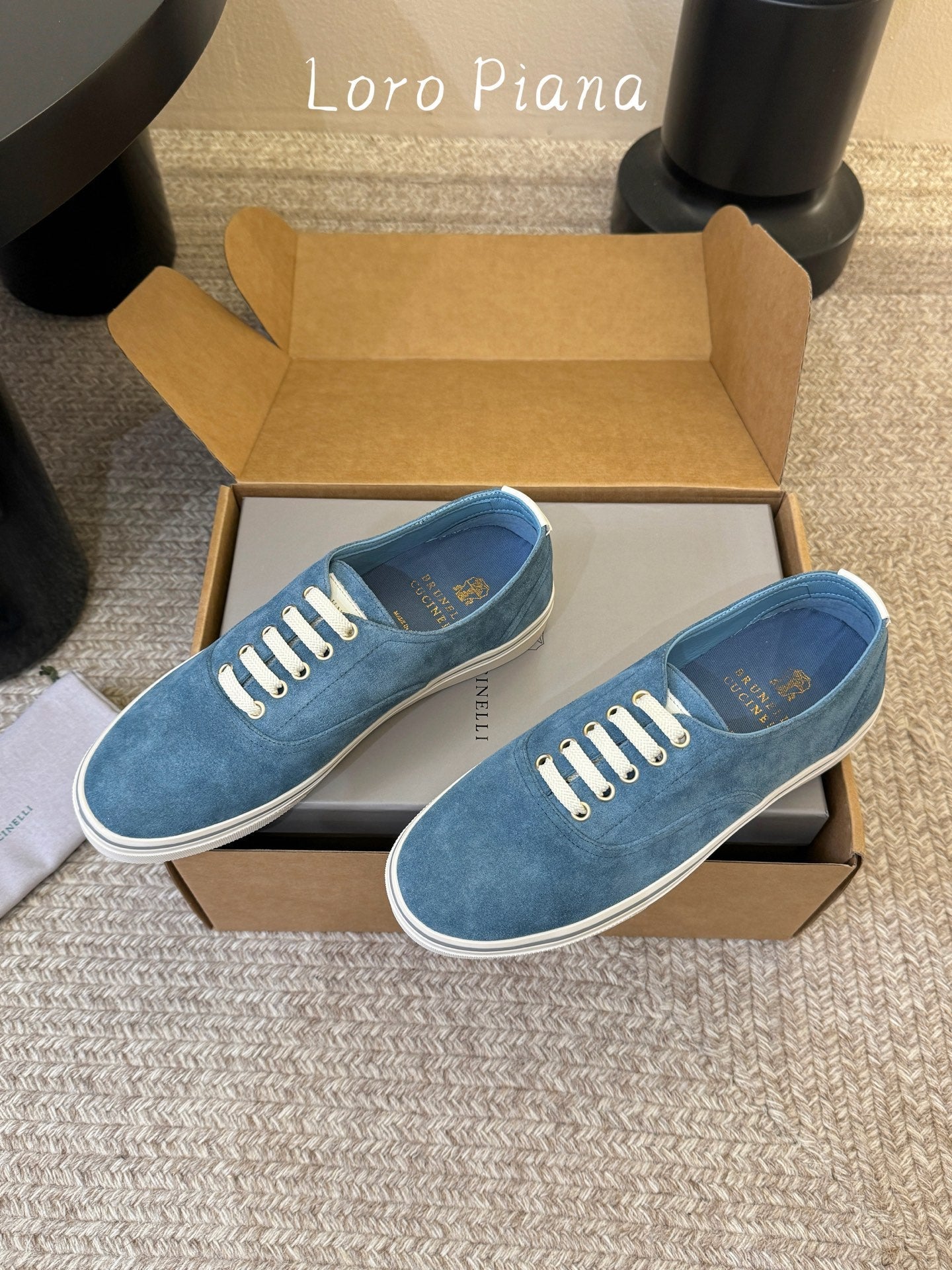 Brunello 26s Lace-Up Sneakers Blue Suede