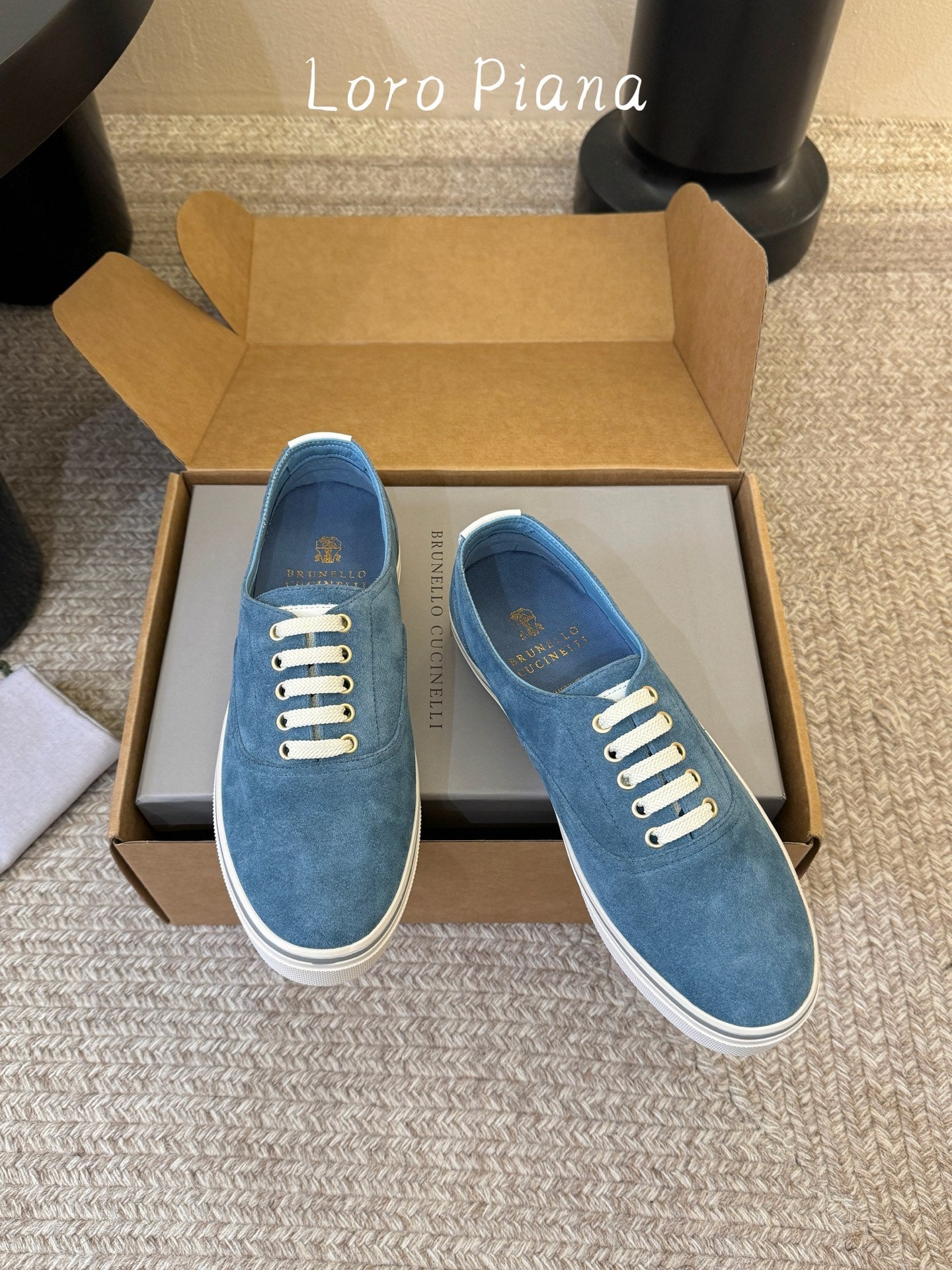 Brunello 26s Lace-Up Sneakers Blue Suede