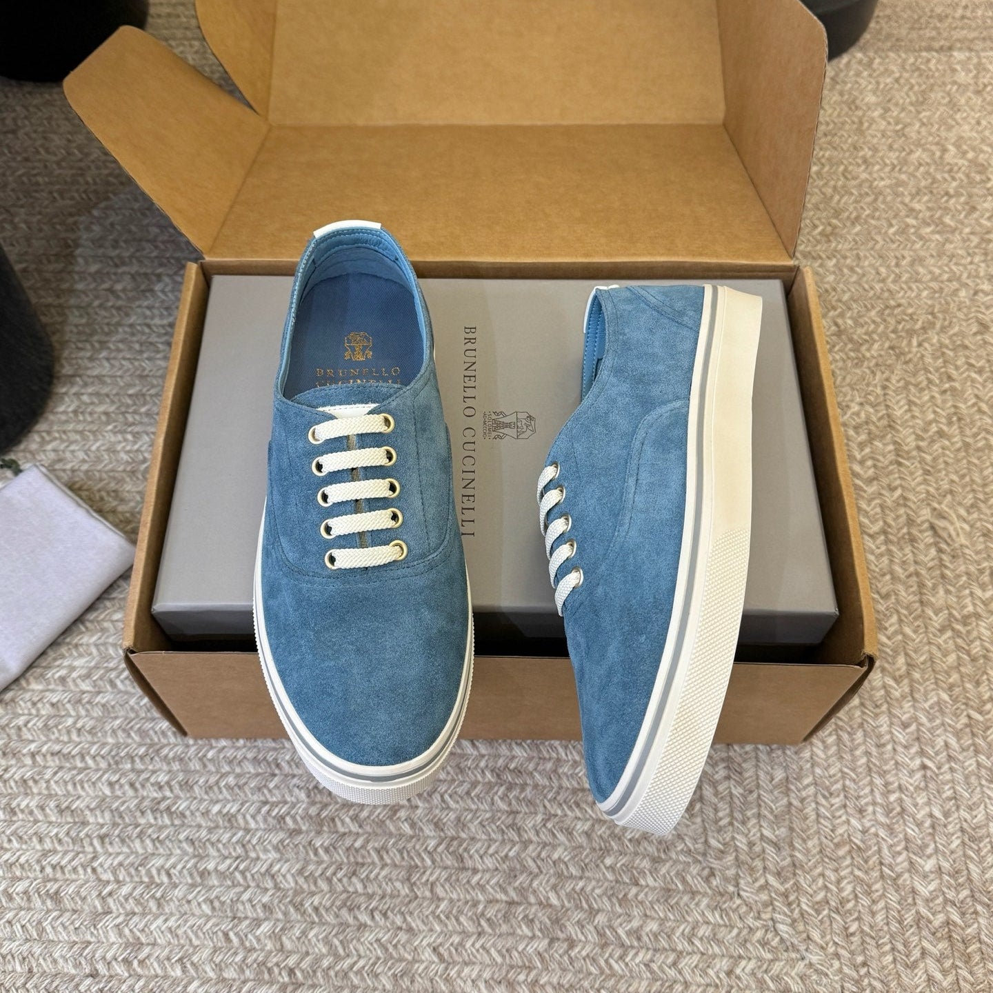 Brunello 26s Lace-Up Sneakers Blue Suede
