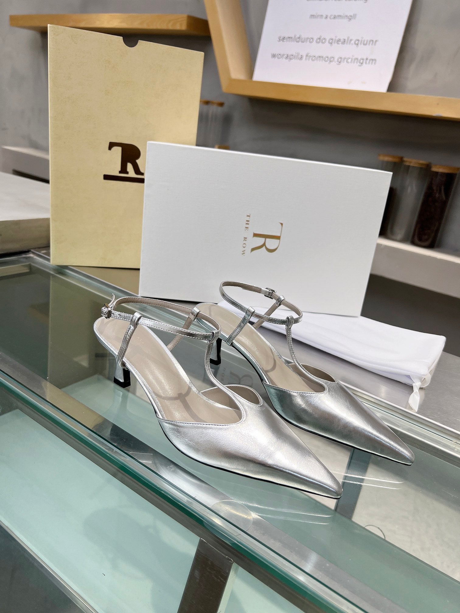 The Row 26s Pointed-Toe Slingbacks Sliver Lambskin 997833