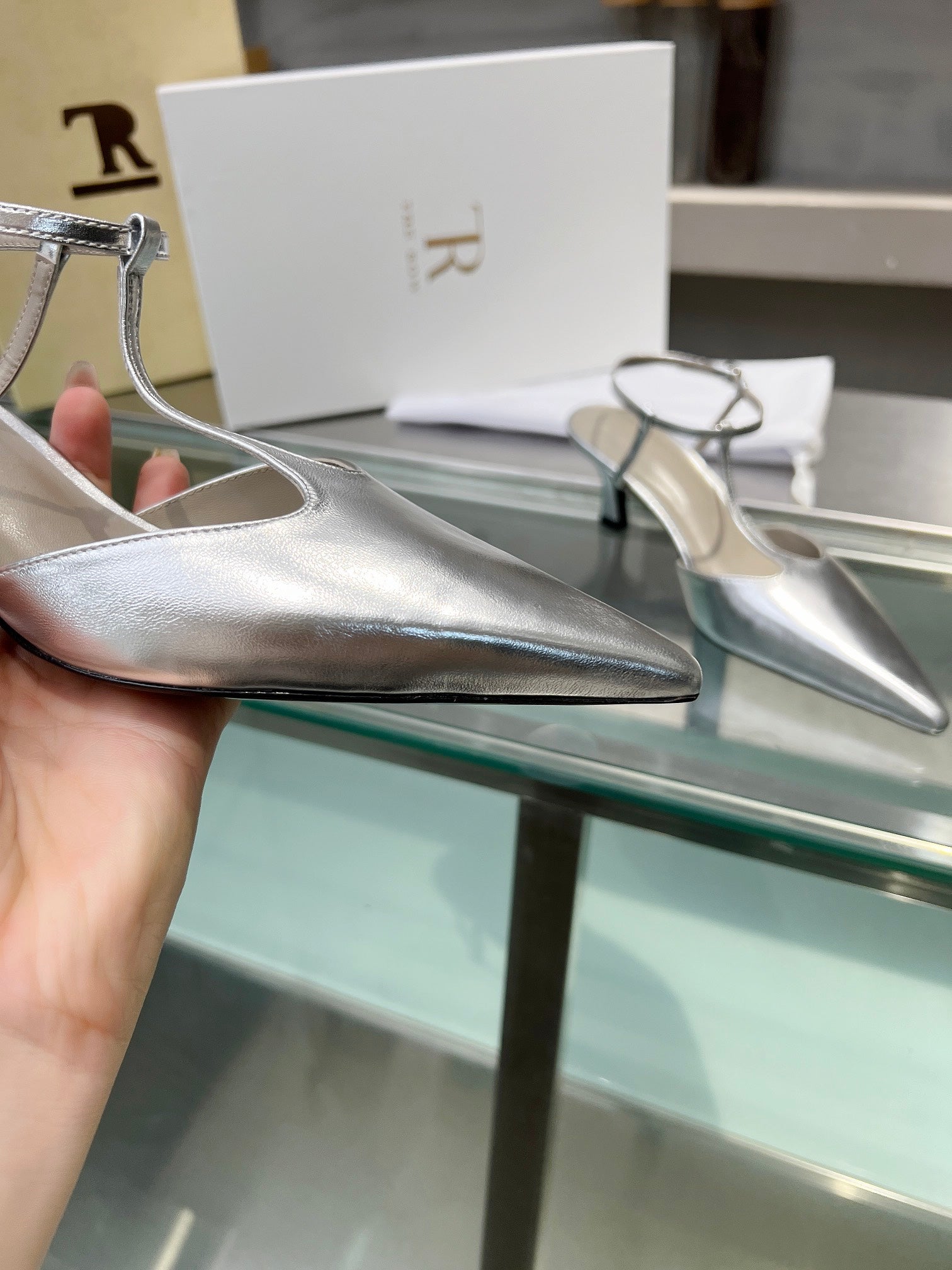 The Row 26s Pointed-Toe Slingbacks Sliver Lambskin 997833