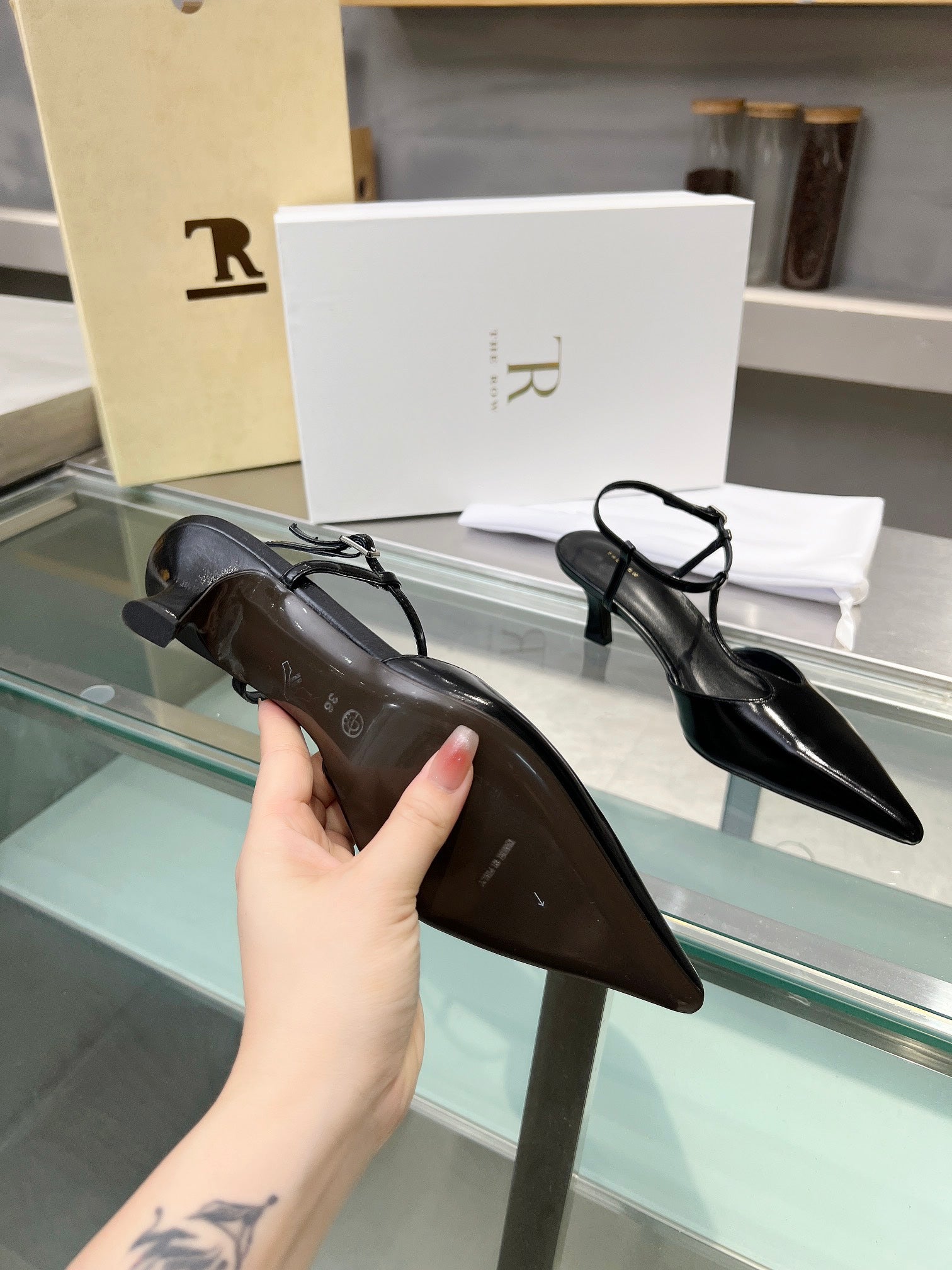 The Row 26s Pointed-Toe Slingbacks Black Lambskin 997834