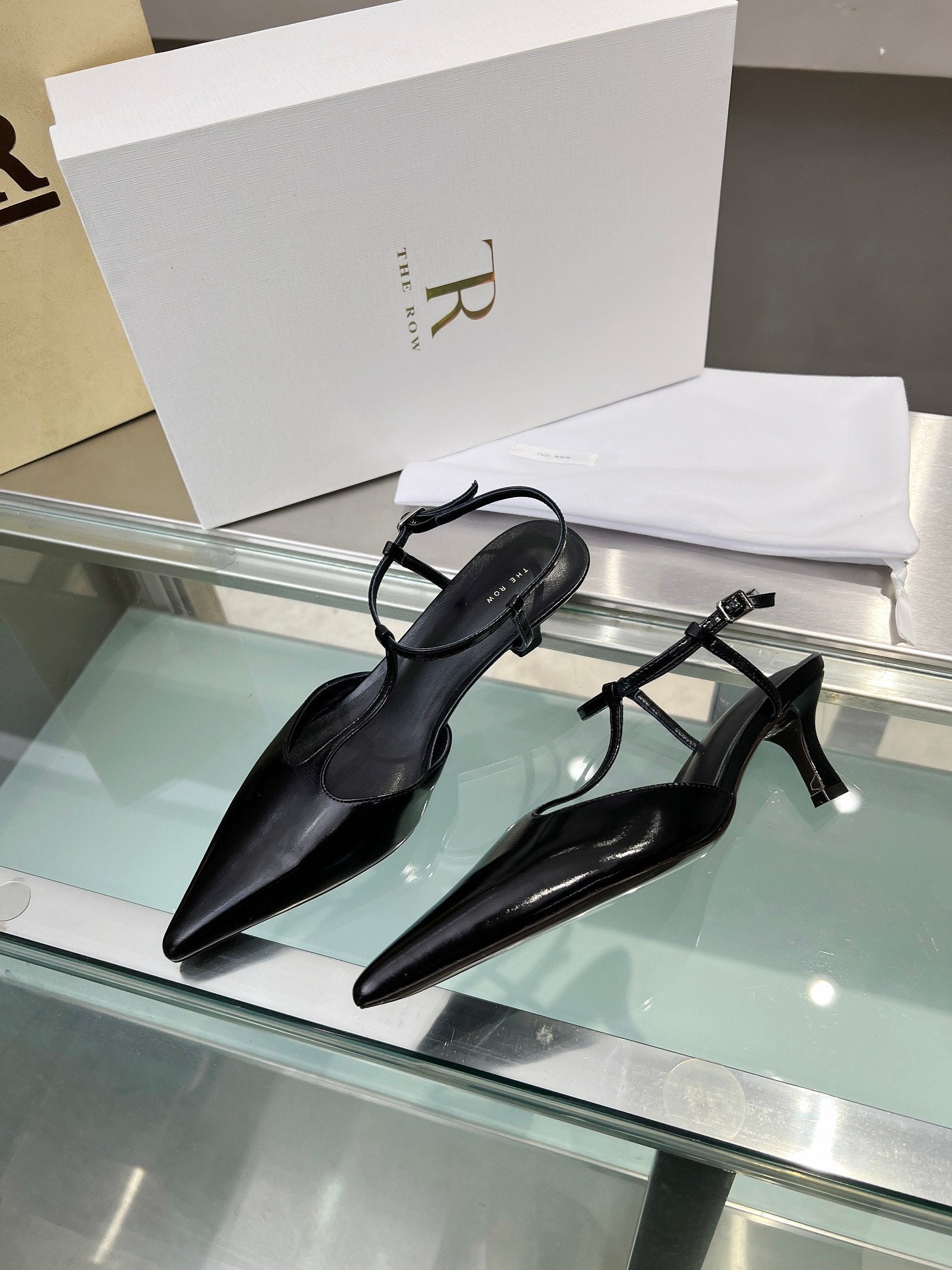 The Row 26s Pointed-Toe Slingbacks Black Lambskin 997834