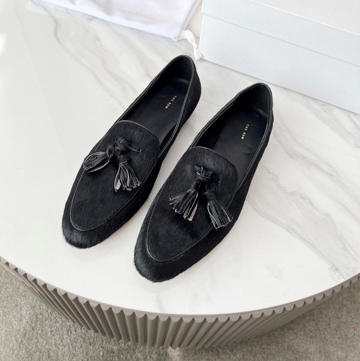 The Row 26s Tassel Loafer Flat Black Pony Hair 146474