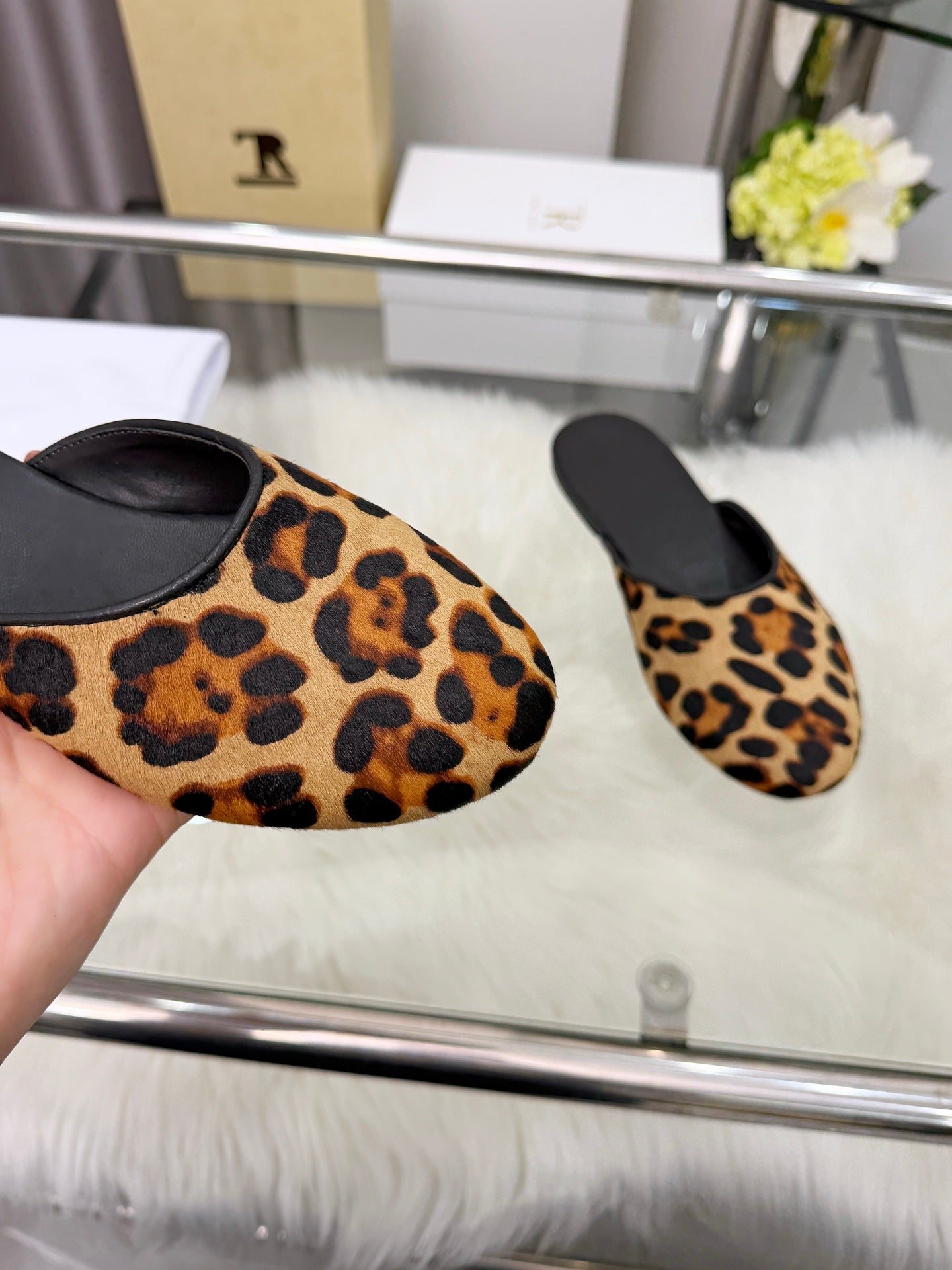 The Row Sleeper Two Slippers Leopard Suede 707569