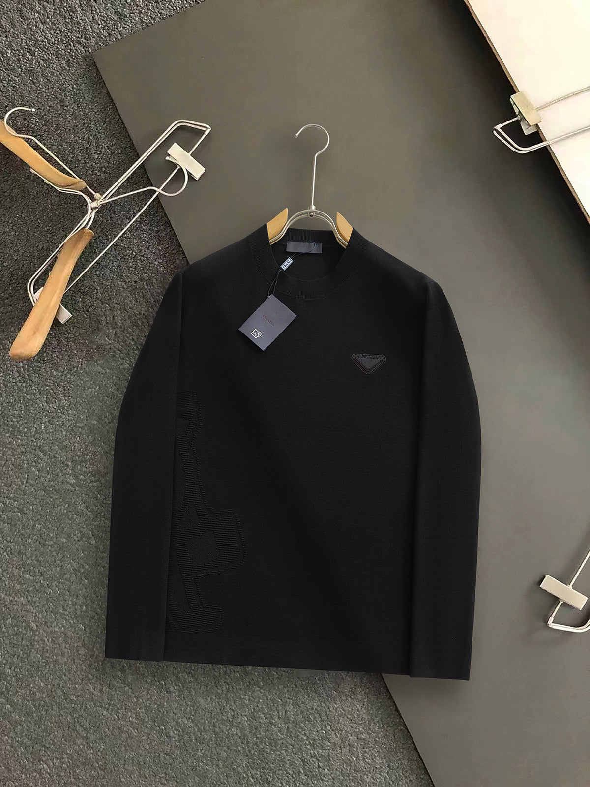 Prada 26s Men Triangle Logo Crewneck Sweater Knitwear 434245