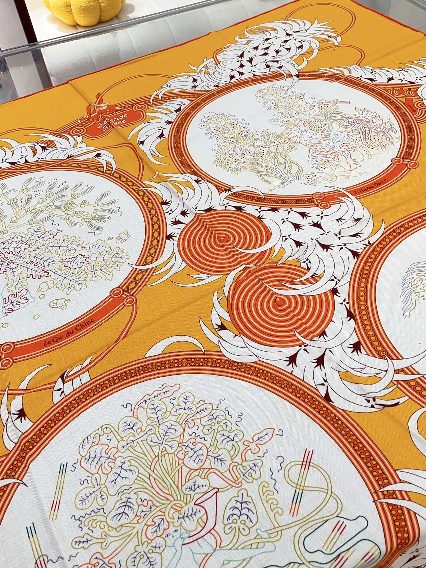 Legende Brodee Scarf 140 CM In Orange Colorful Cashmere And Silk 235415