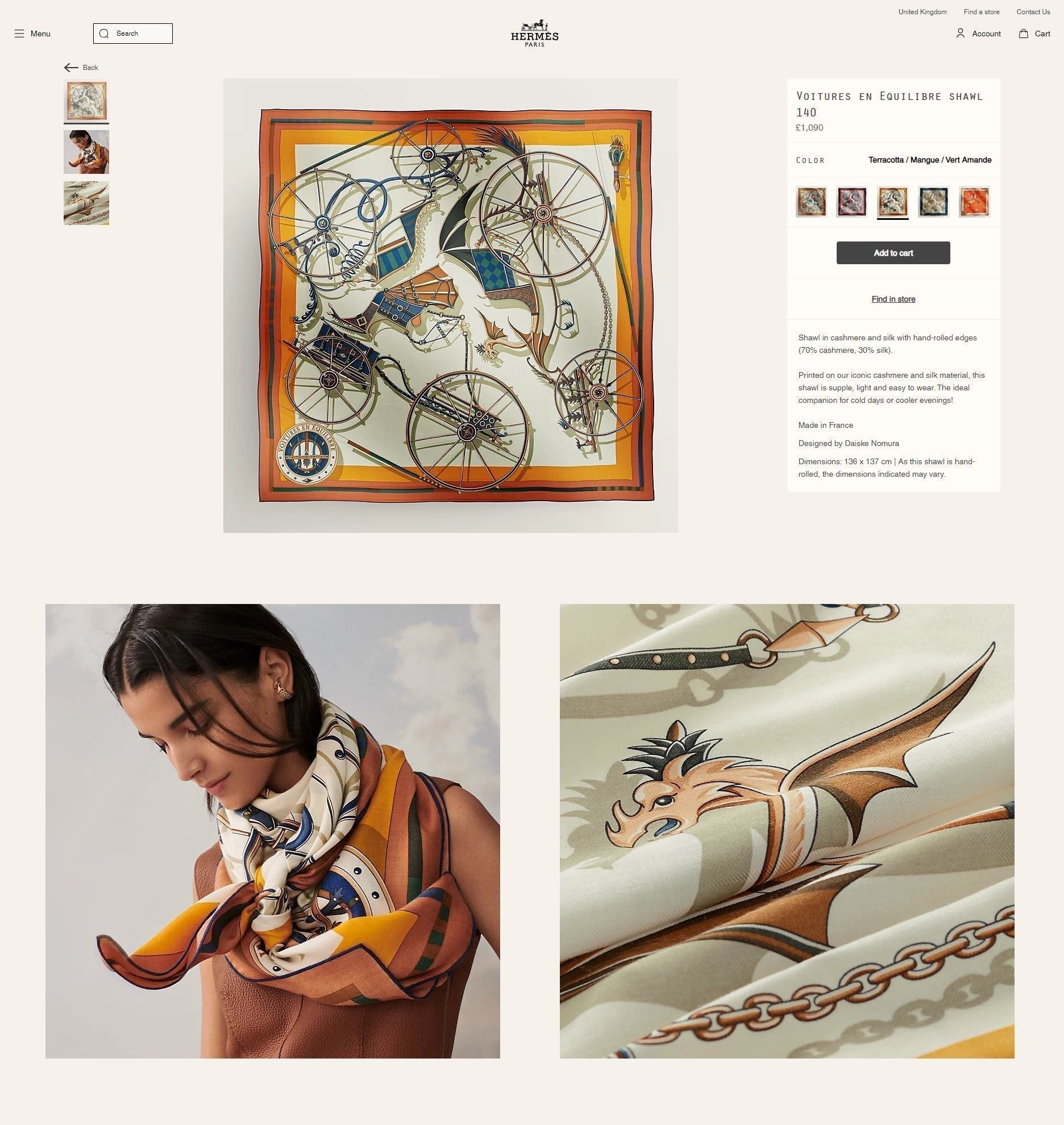 Voitures En Equilibre Scarf 140 CM In Colorful Cashmere And Silk 265385