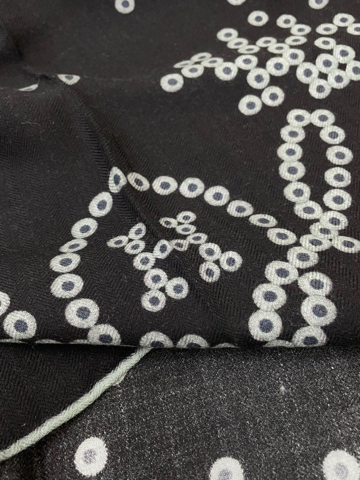 Cheval De Legende Scarf 140 CM Charcoal Blue Pattern Cashmere And Silk