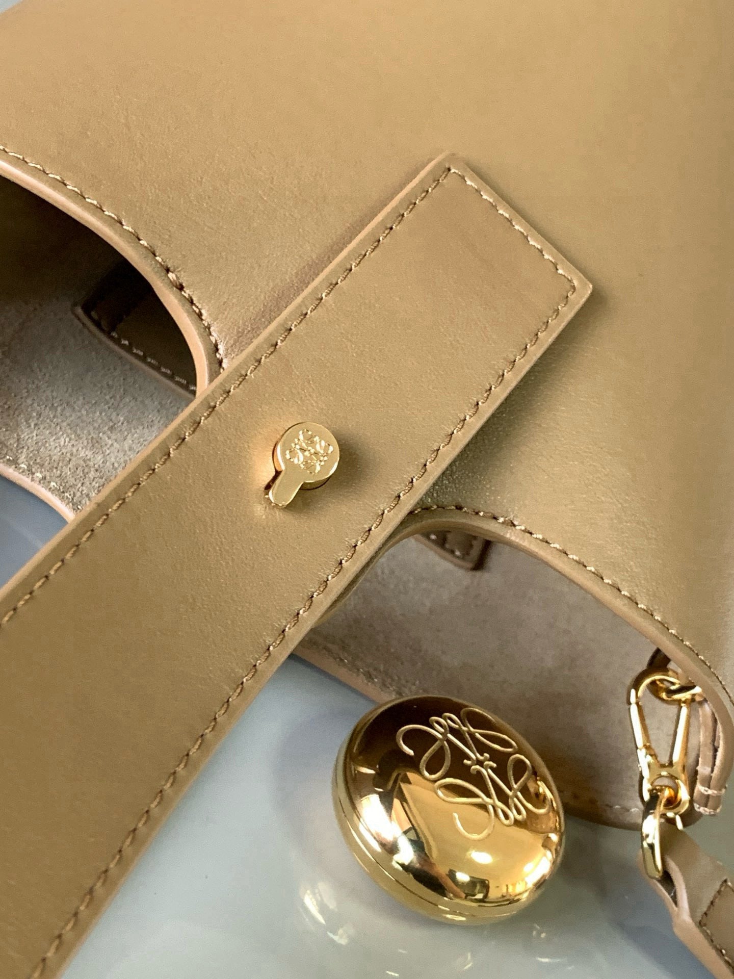Loewe Mini Pebble Bucket Bag Bronze Brown Smooth Calfskin