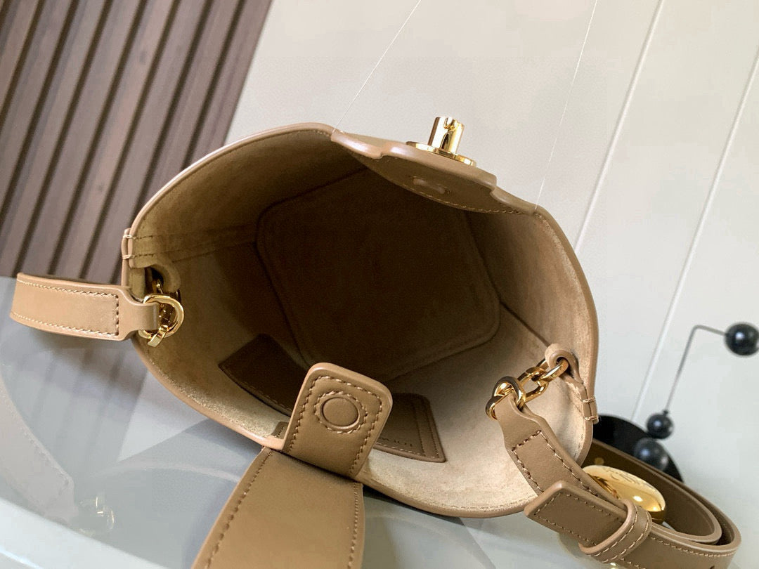 Loewe Mini Pebble Bucket Bag Bronze Brown Smooth Calfskin