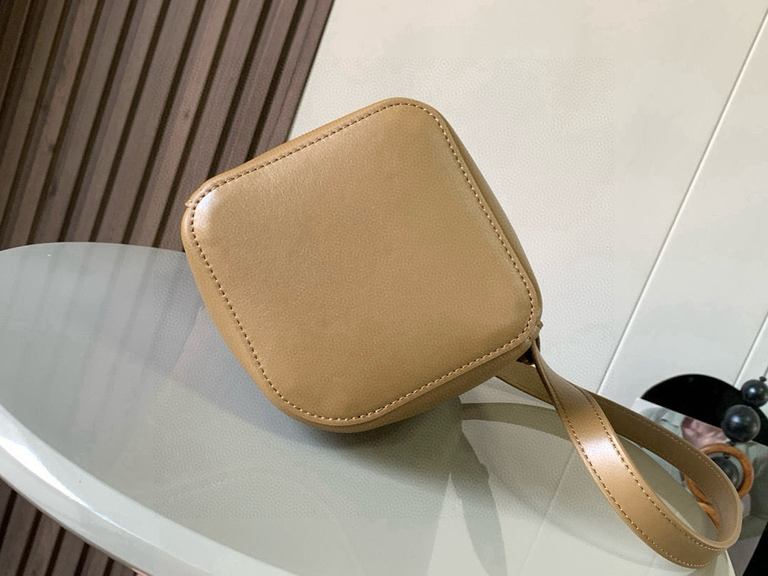 Loewe Mini Pebble Bucket Bag Bronze Brown Smooth Calfskin
