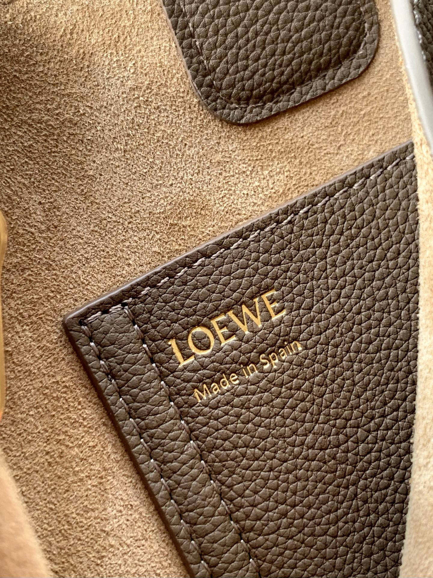 Loewe Mini Pebble Bucket Bag Taupe Grained Calfskin