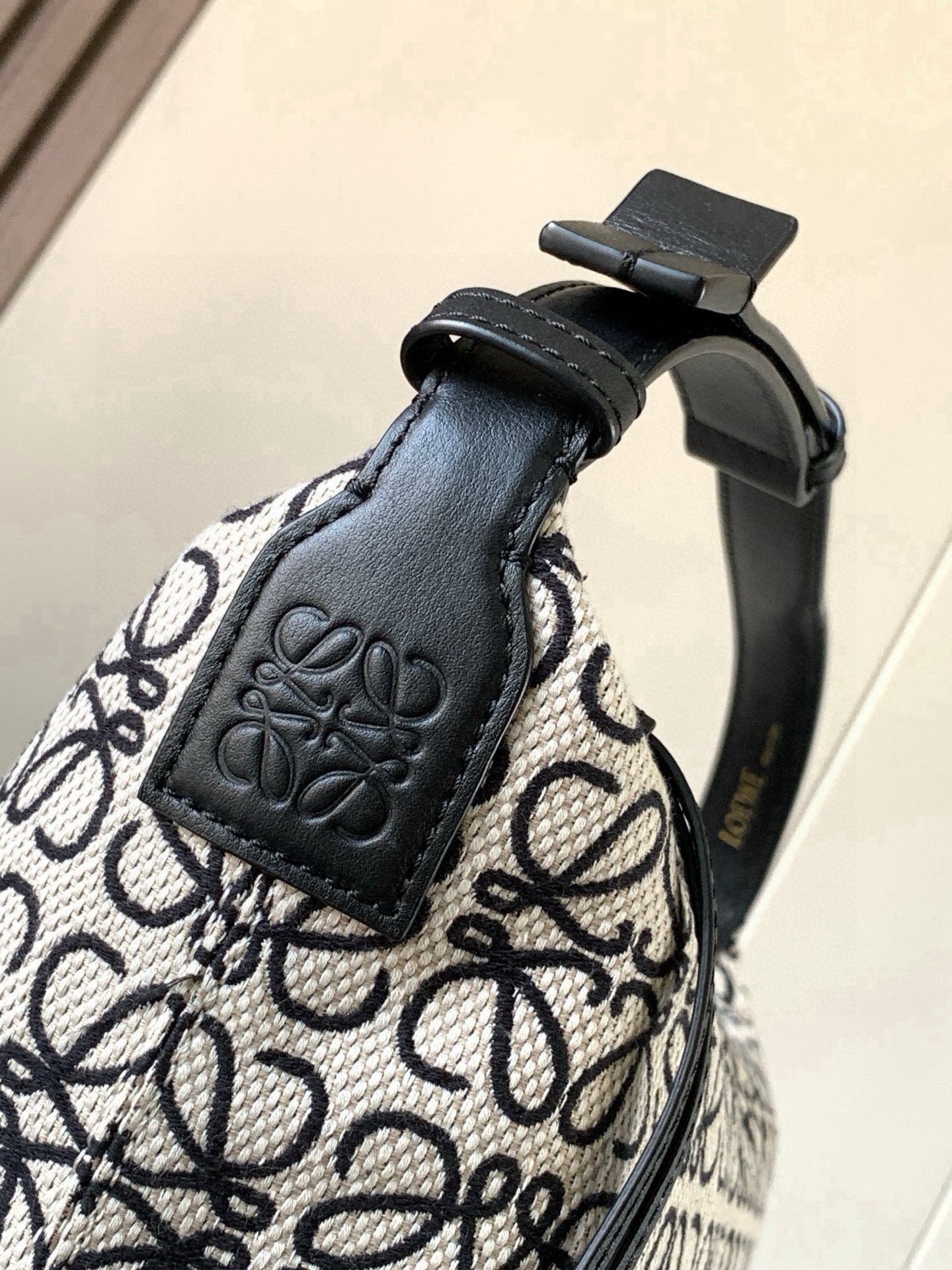 Loewe Cubi Anagram Bag 35cm Black White Jacquard Cotton Calfskin