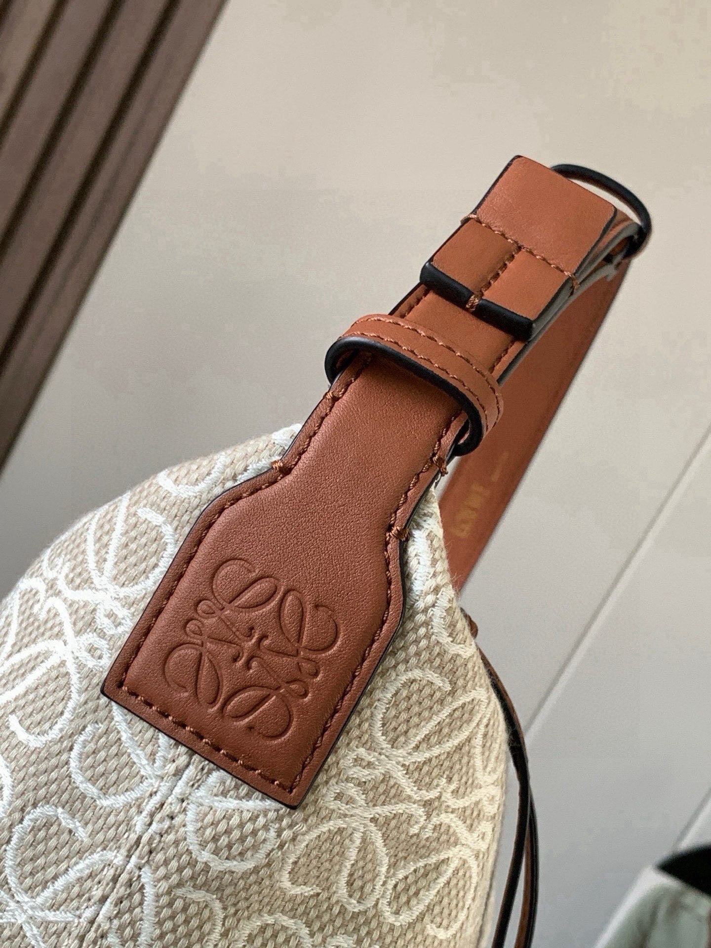 Loewe Cubi Anagram Bag 35cm Brown White Jacquard Cotton Calfskin