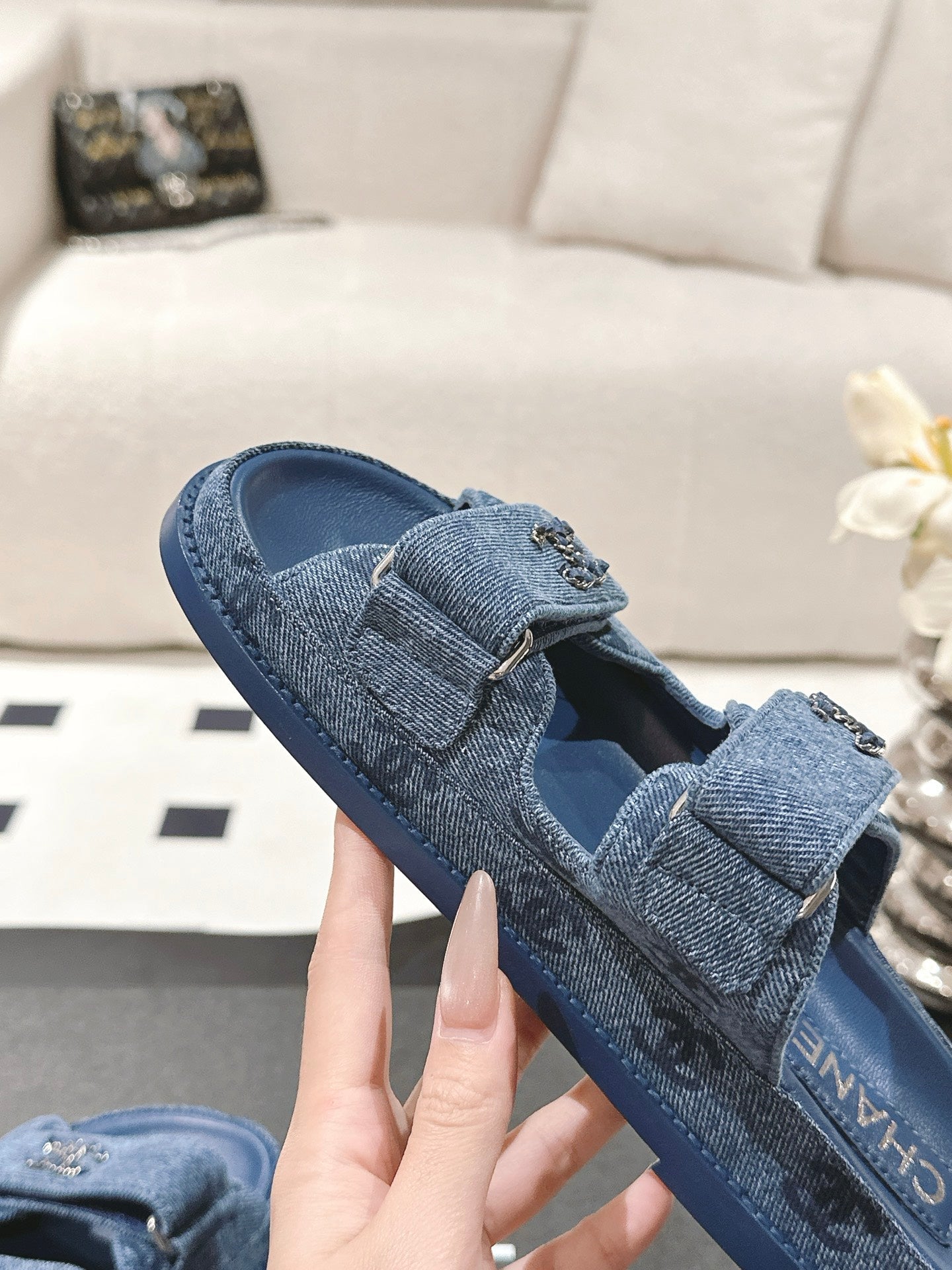 cc 25p dad mule sandal blue denim 237573