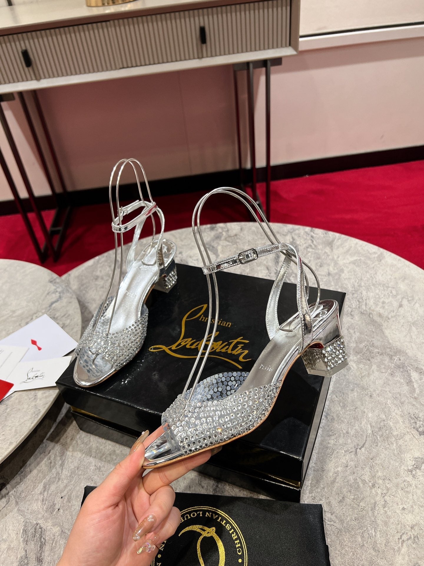 CL Cassandrissima Sandals 5.5cm Sliver Leather 825390