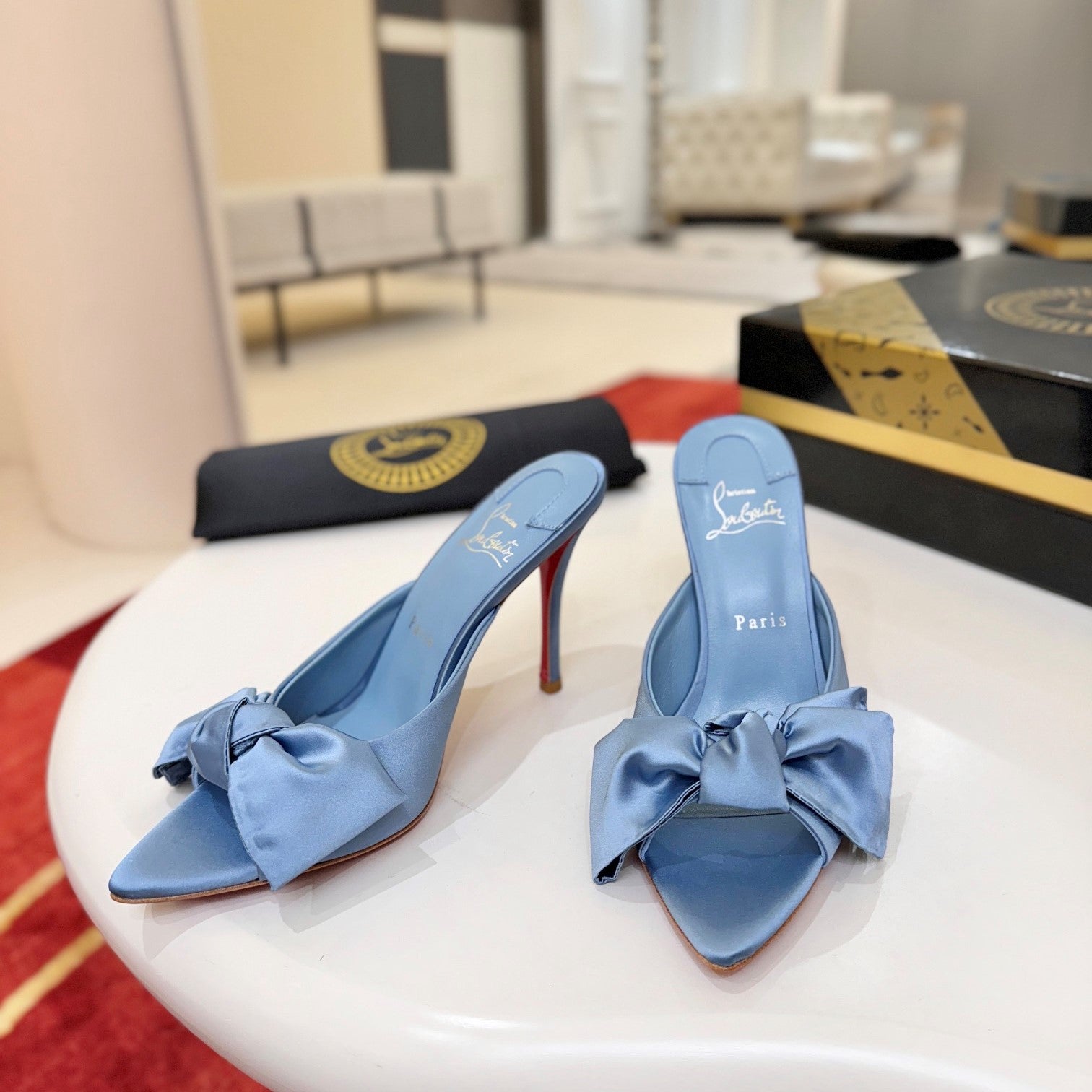 CL Matricia Sandals 10cm Blue Satin 825377