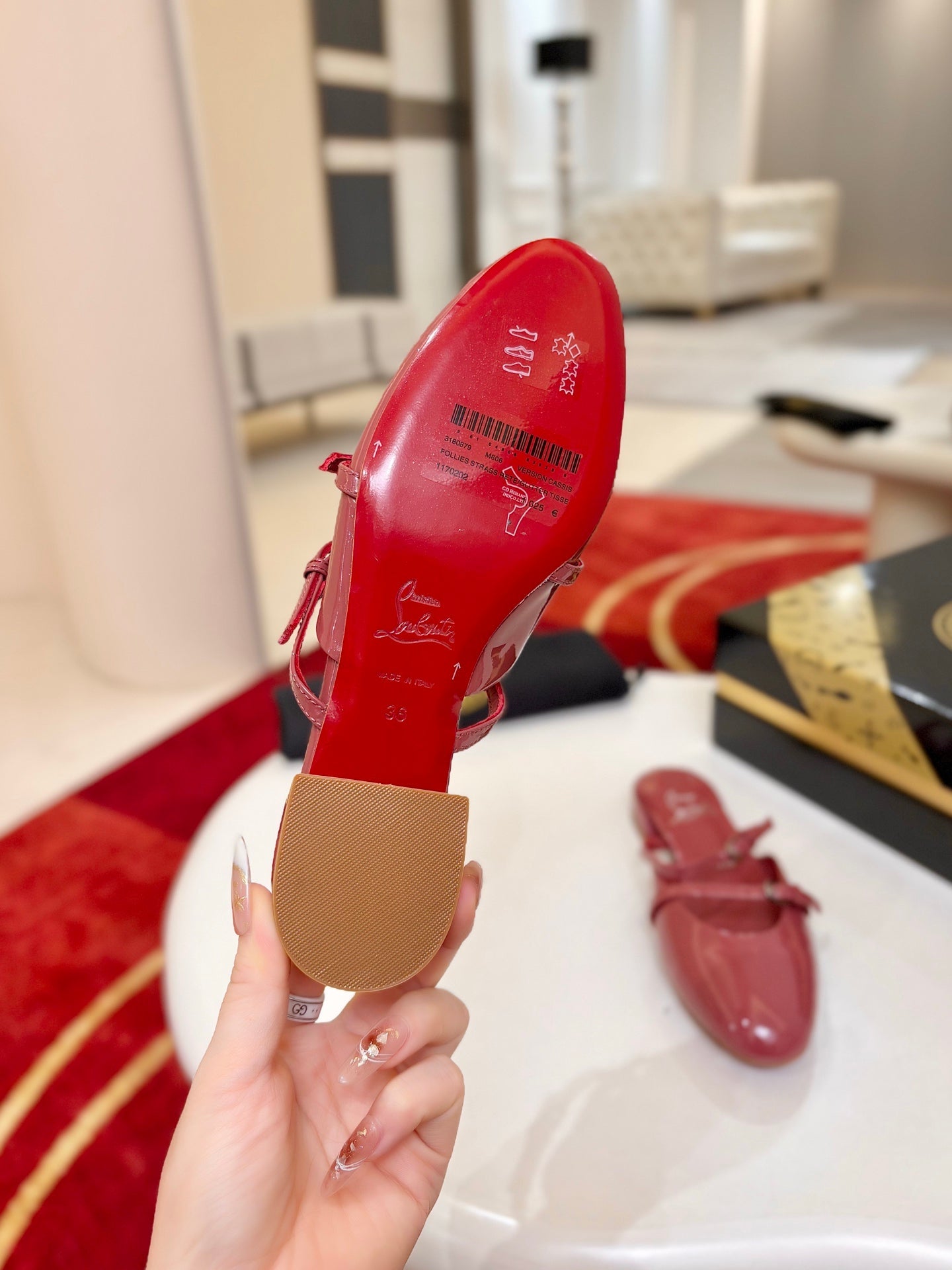 CL Jane Nina Mules Deep Pink Patent Leather 825194