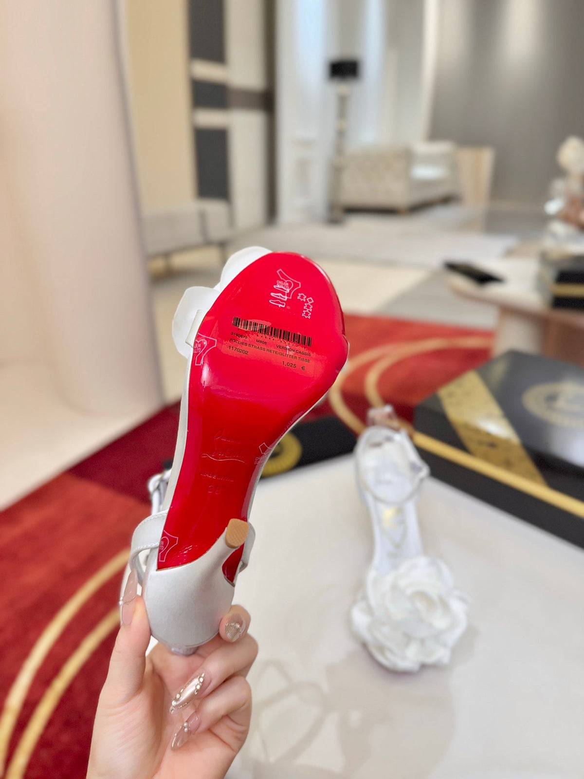 Christian Louboutin 2026 Sandals Miss Z Flora 100 Bianco Crepe Satin