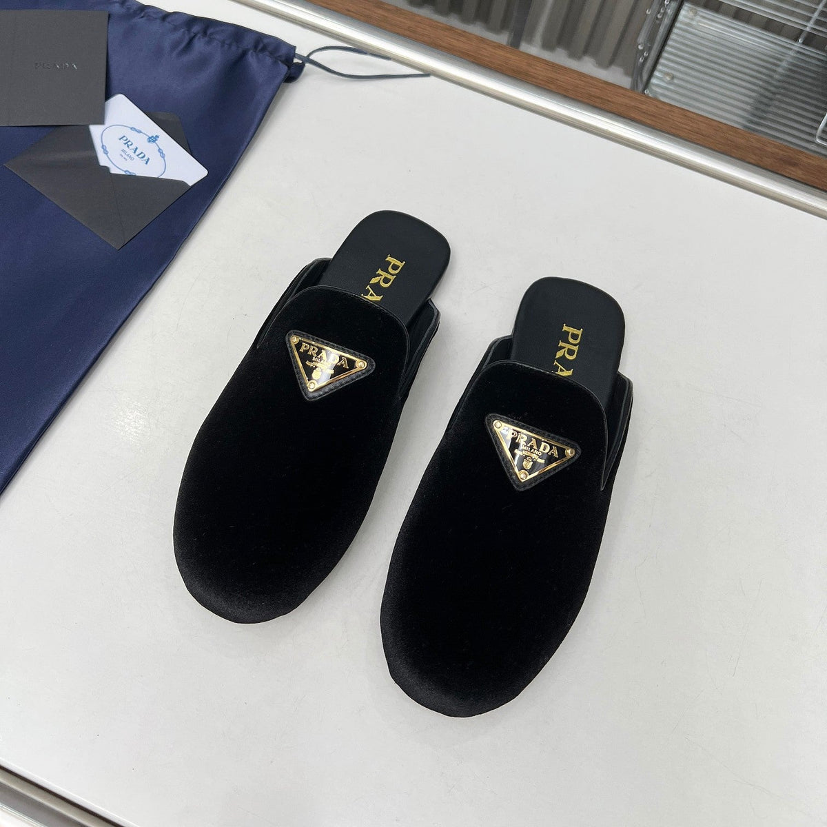 Prada 26s Velvet Mules Black Velvet 140368