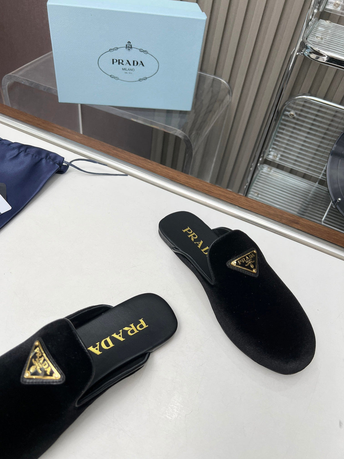 Prada 26s Velvet Mules Black Velvet 140368