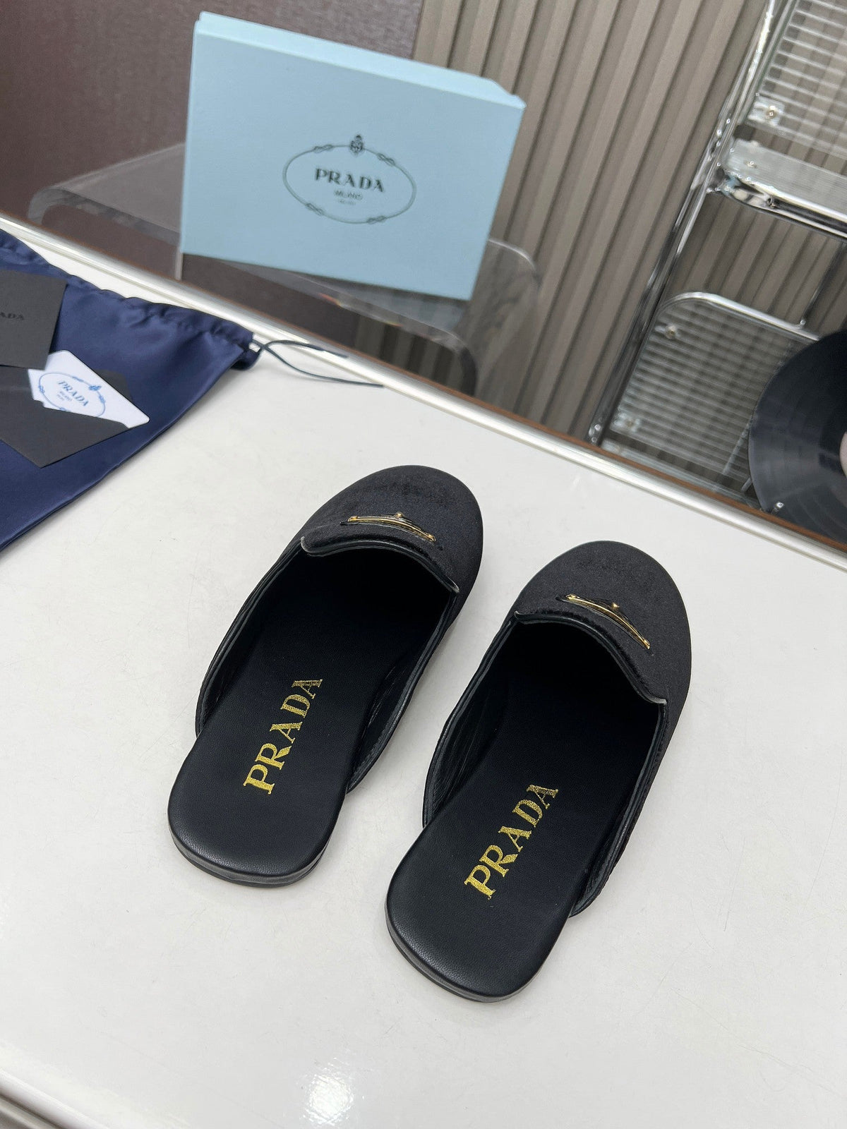 Prada 26s Velvet Mules Black Velvet 140368