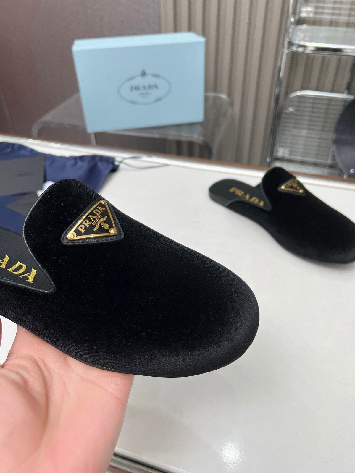 Prada 26s Velvet Mules Black Velvet 140368