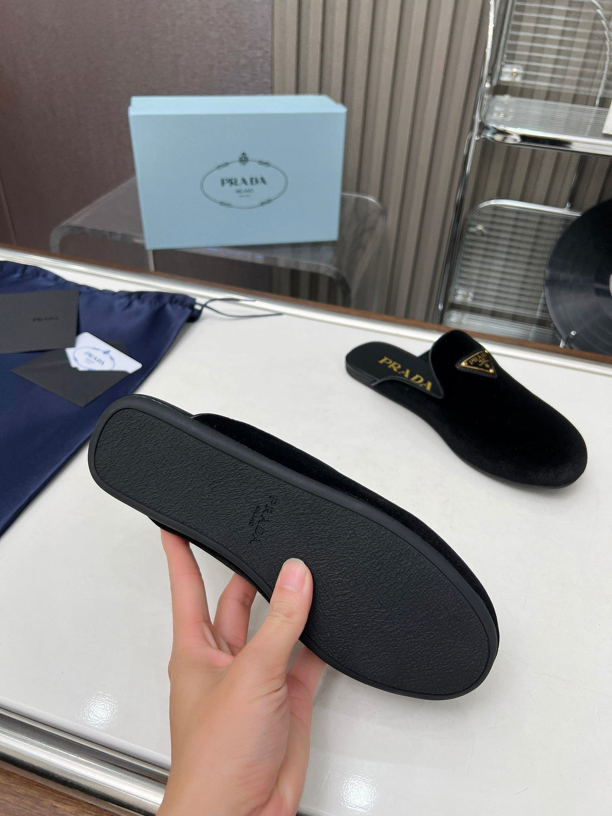 Prada 26s Velvet Mules Black Velvet 140368